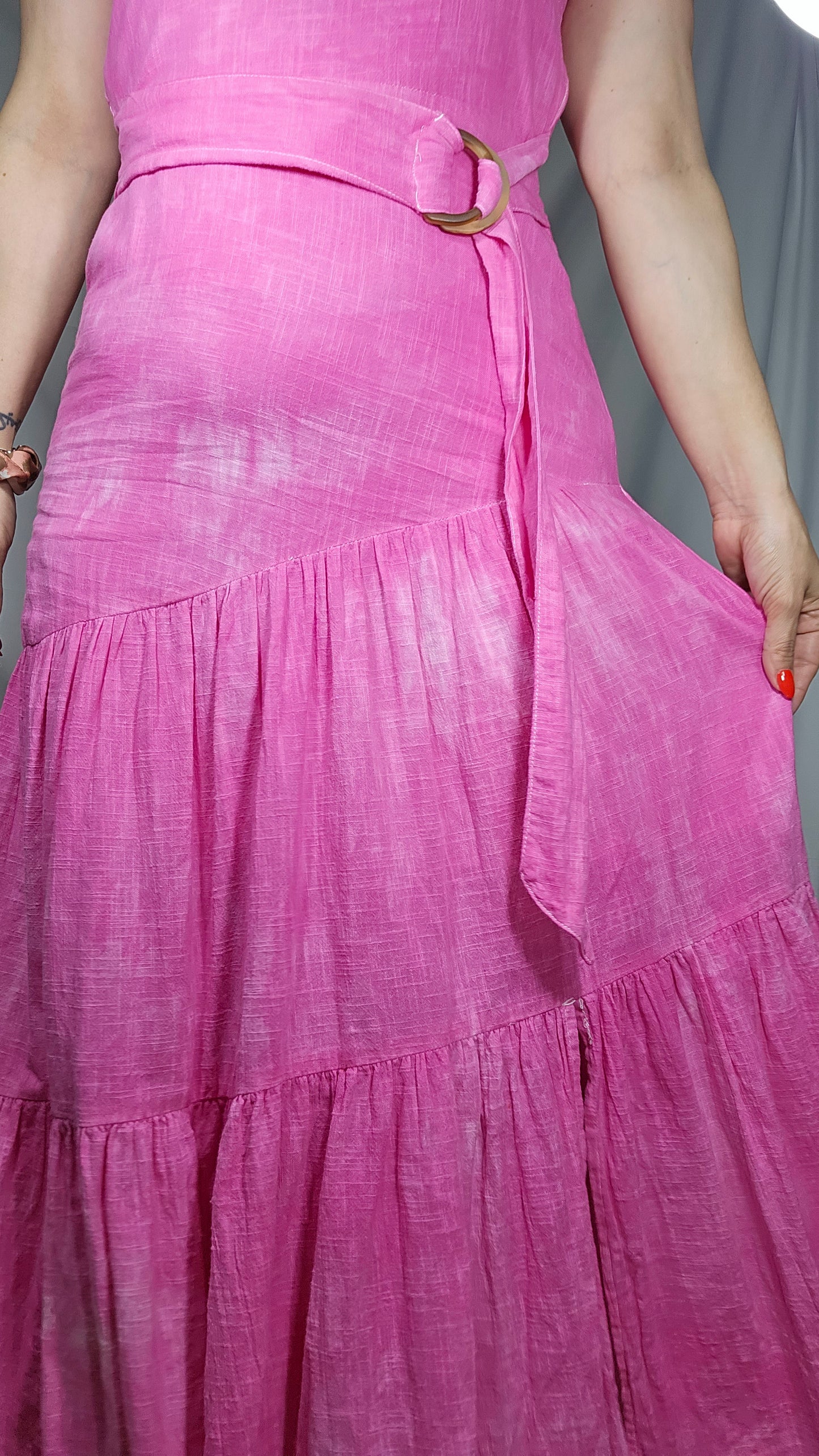 Linen Blend Pink Billabong Maxi Dress