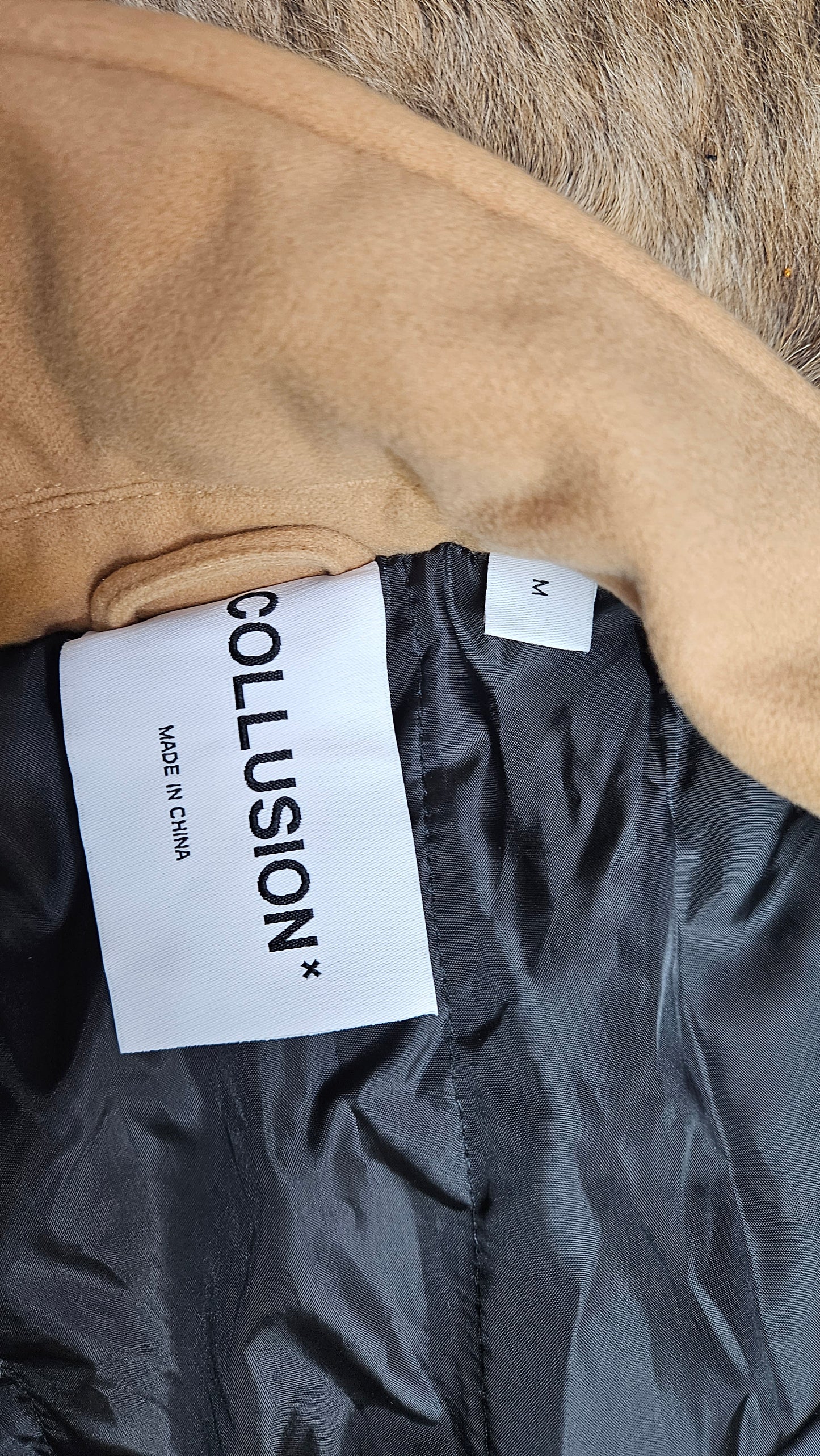 COLLUSION faux wool JACKET IN TAN-BROWN