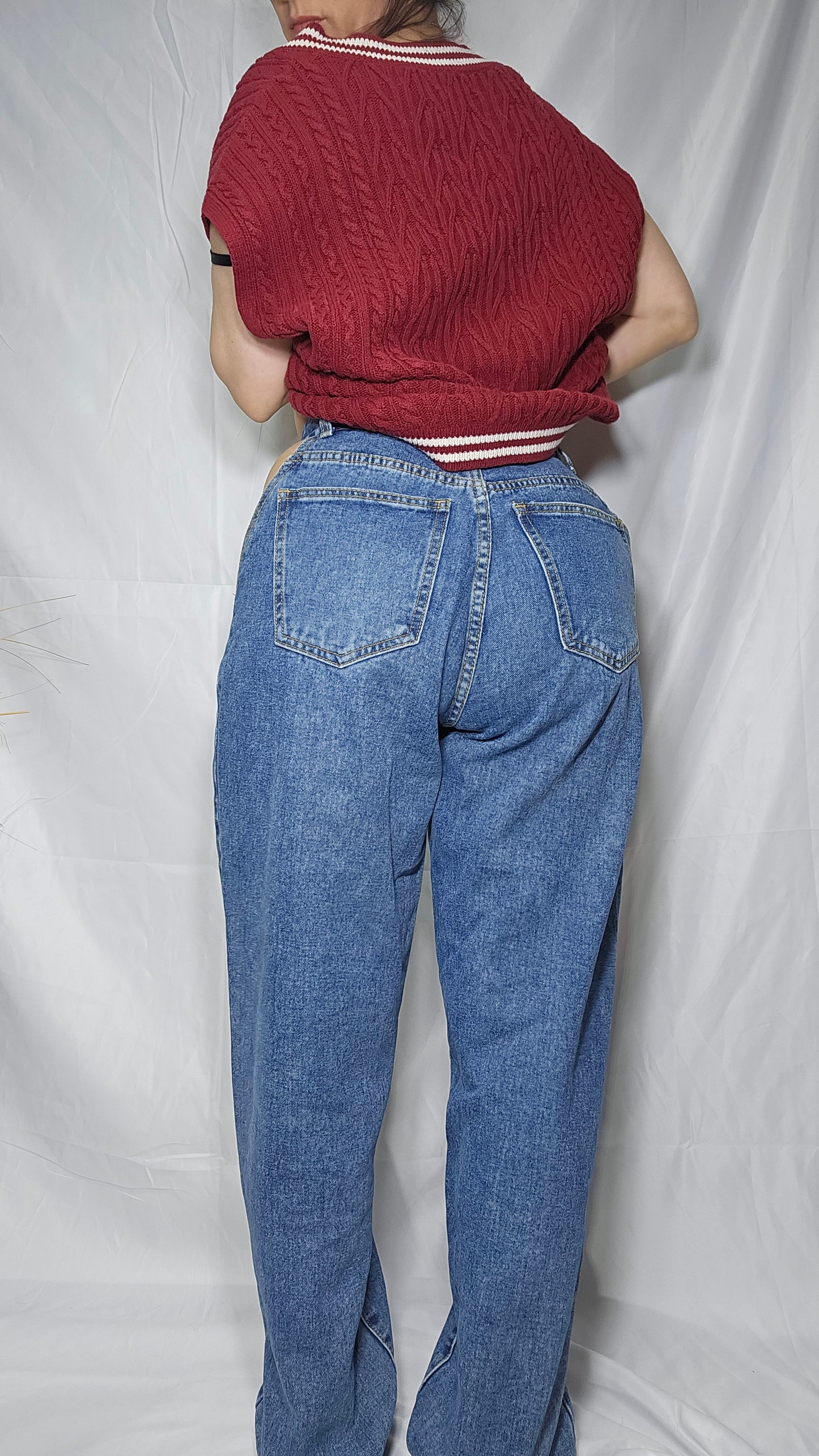 Stunning High Waisted Denim Second Hand Trousers