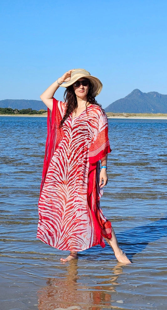 Kimono dress red Kaftan Dress