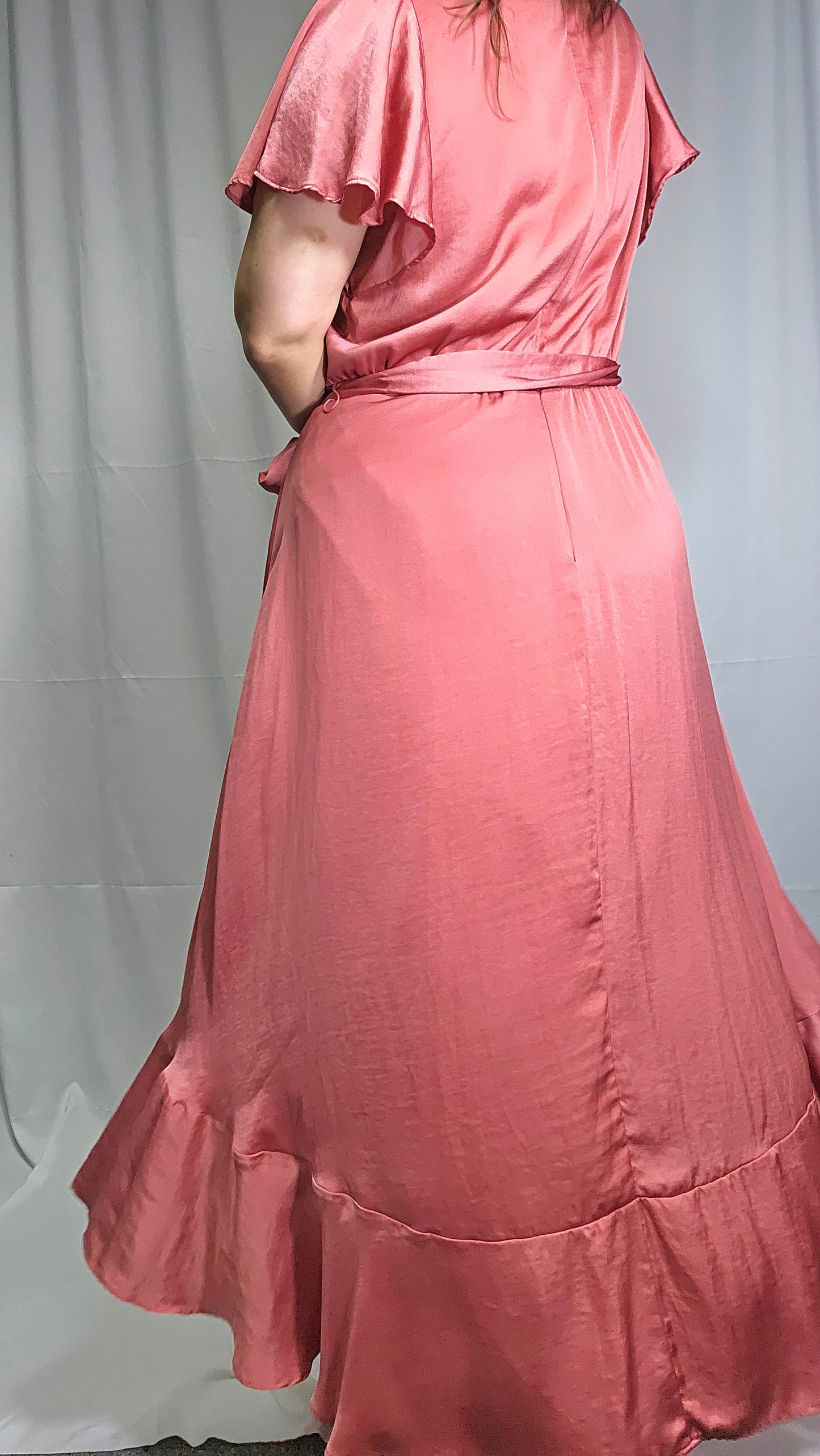 Whistle Rose Ruffle Wrap Dress - Evening Dress Dusty pink color - Whistle pink dress