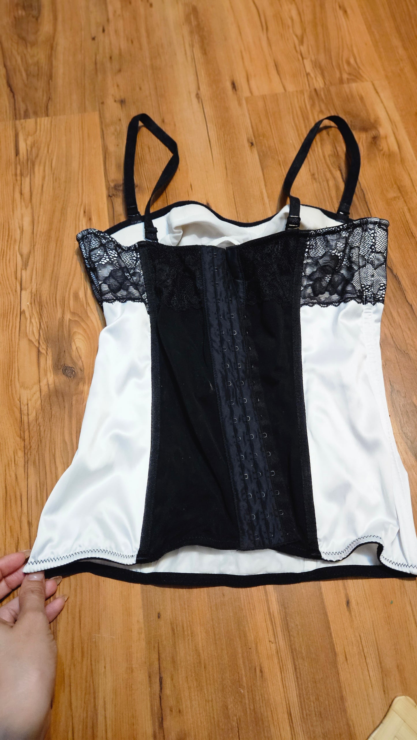 Stunning white and black corset - Playboy corset -preloved lingerie