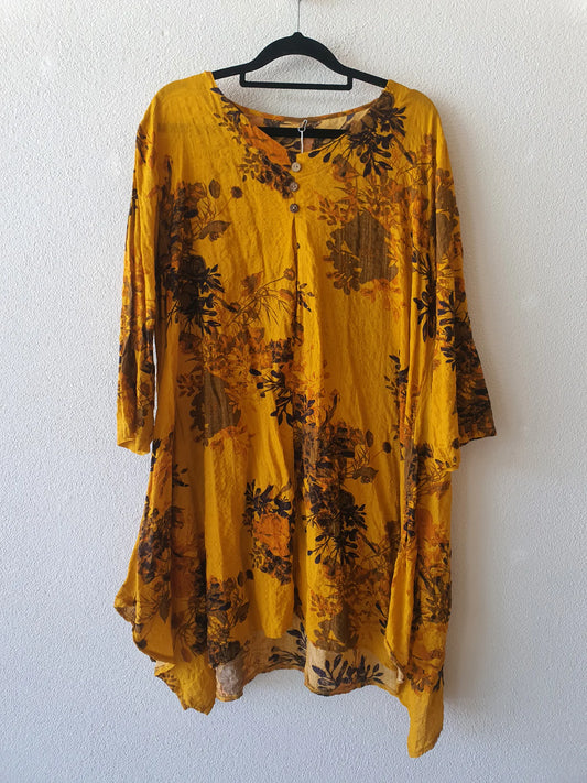 Mustard floral Dress or long Top