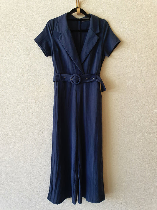 Mirrou Blue belted Jumpsuit Size 8