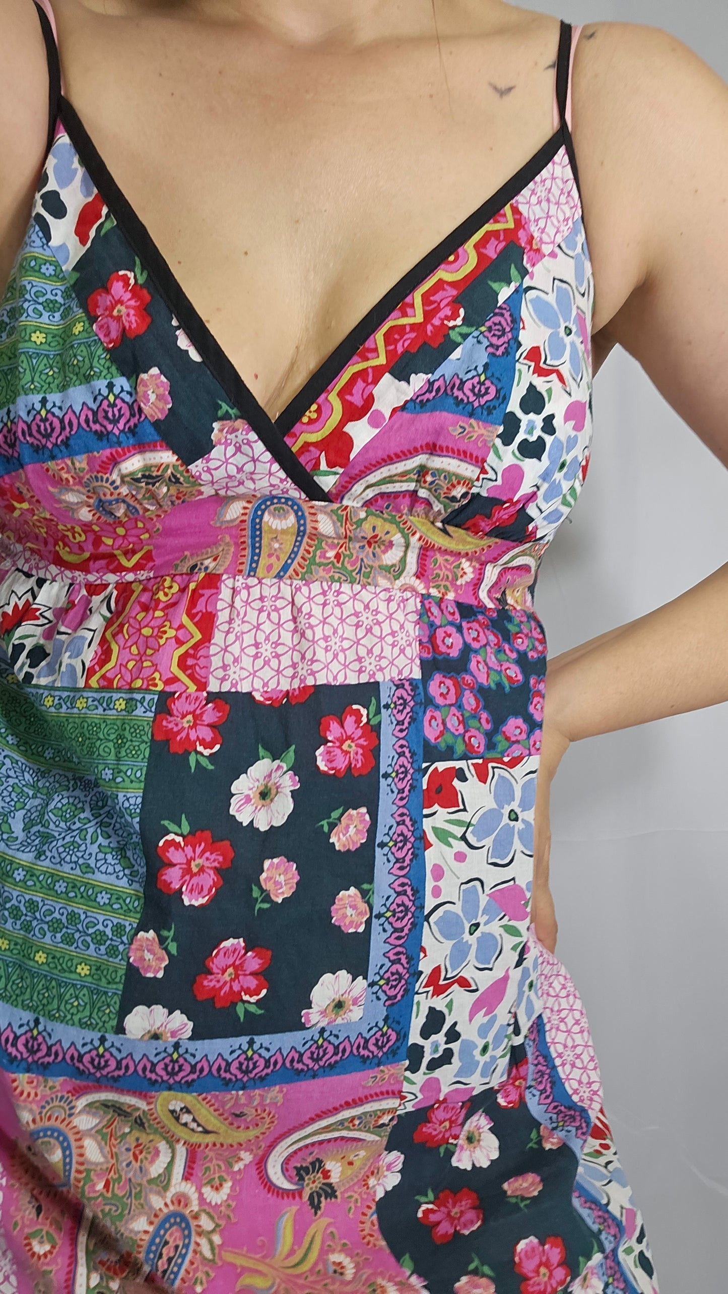 Funky Floral Patchwork Maxi Dress