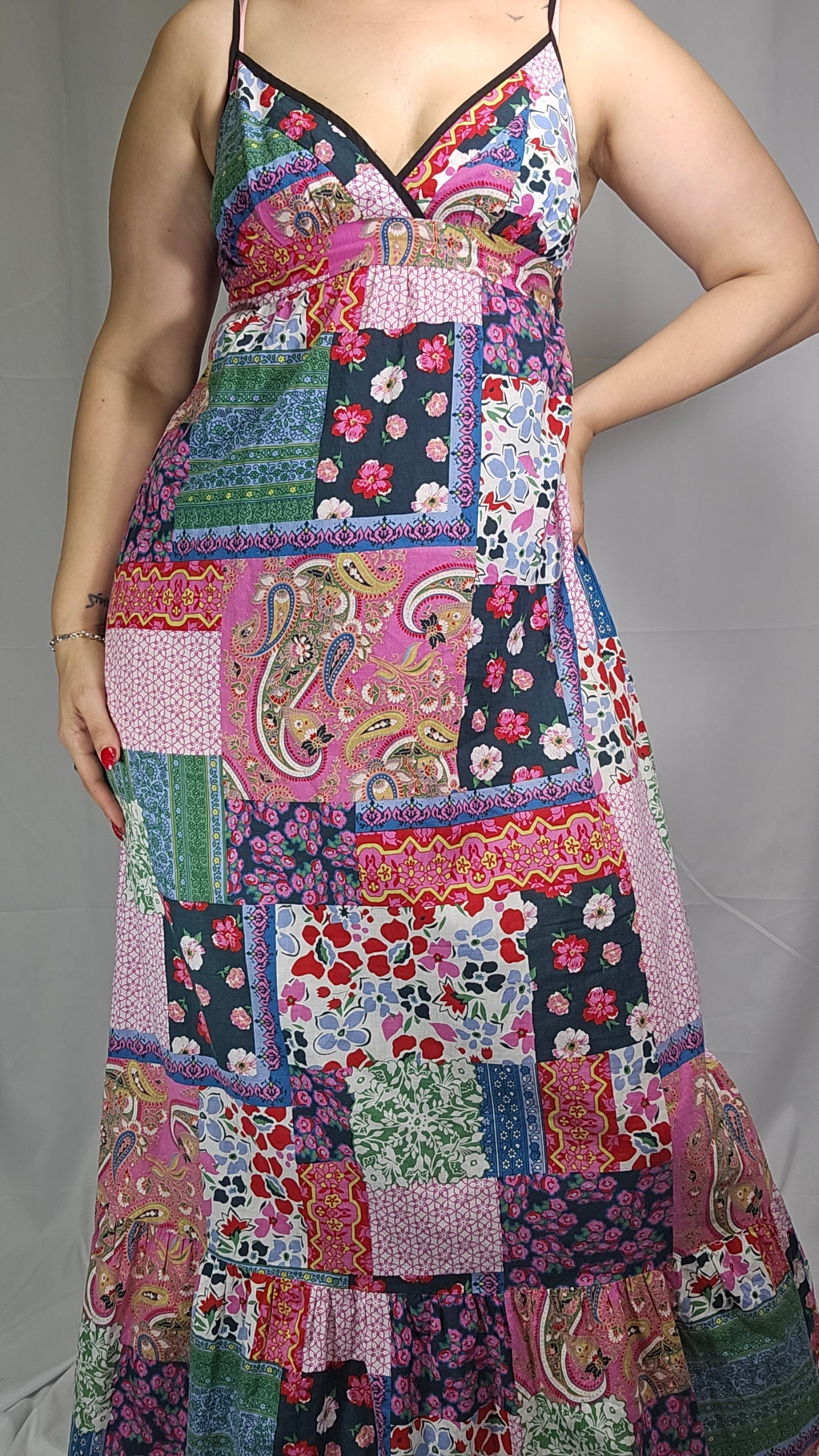 Funky Floral Patchwork Maxi Dress