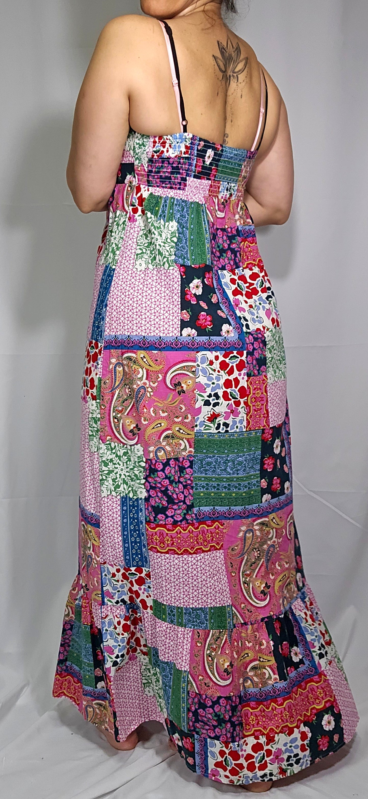 Funky Floral Patchwork Maxi Dress