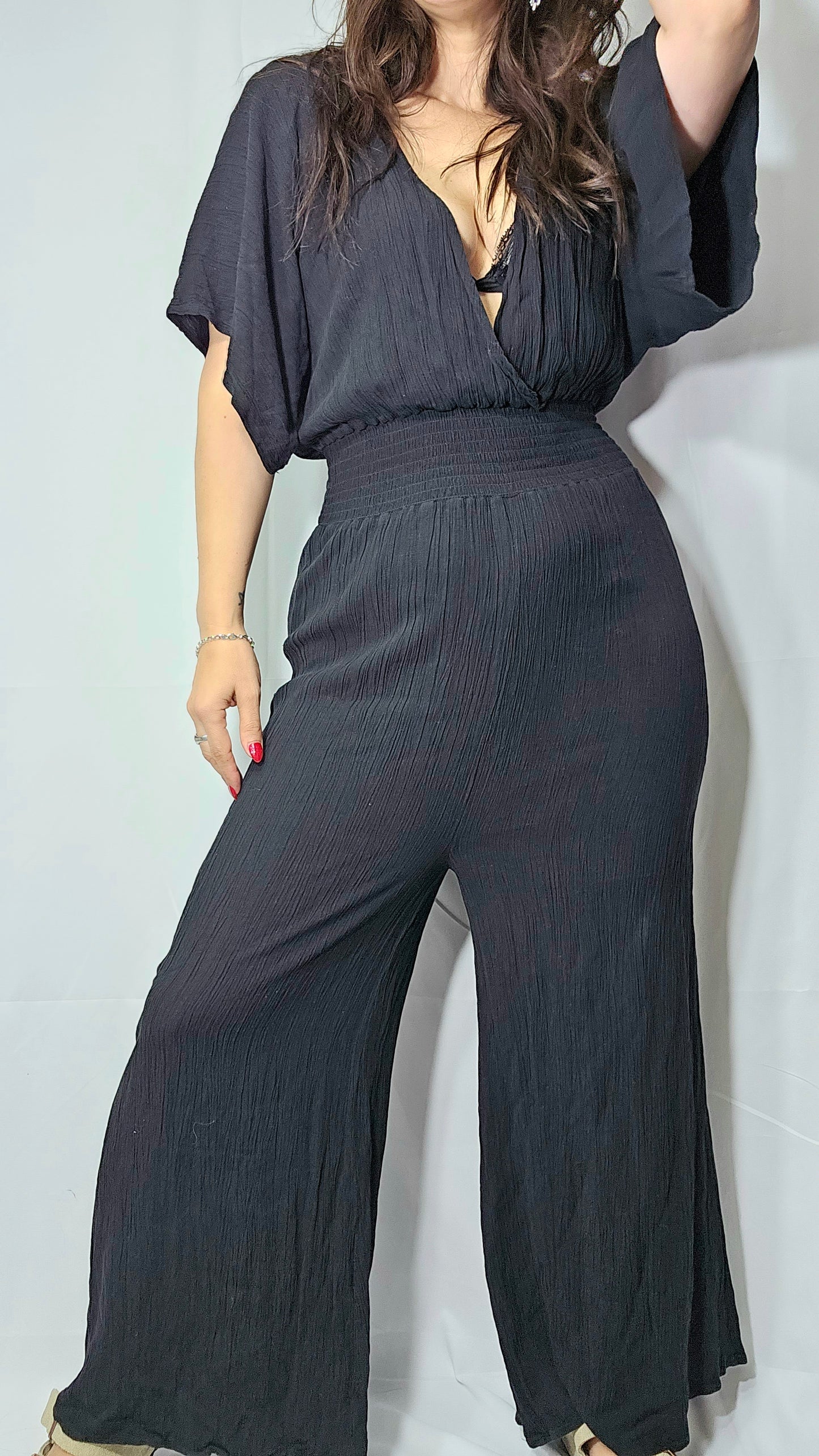 Max Wide leg black Jumpsuit - buy Preloved bohemian Jumpsuit - used jumpsuit