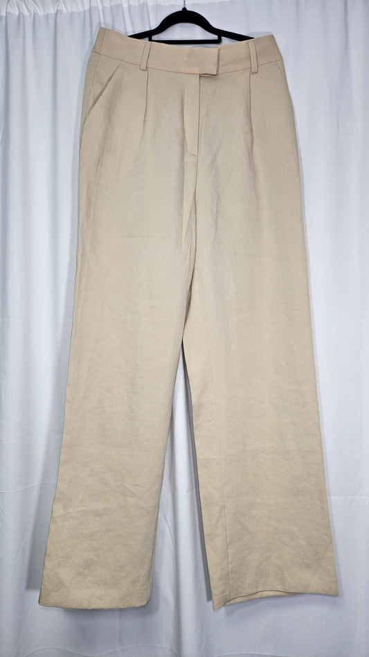 h&m Straight Leg Trousers - Beige Pants