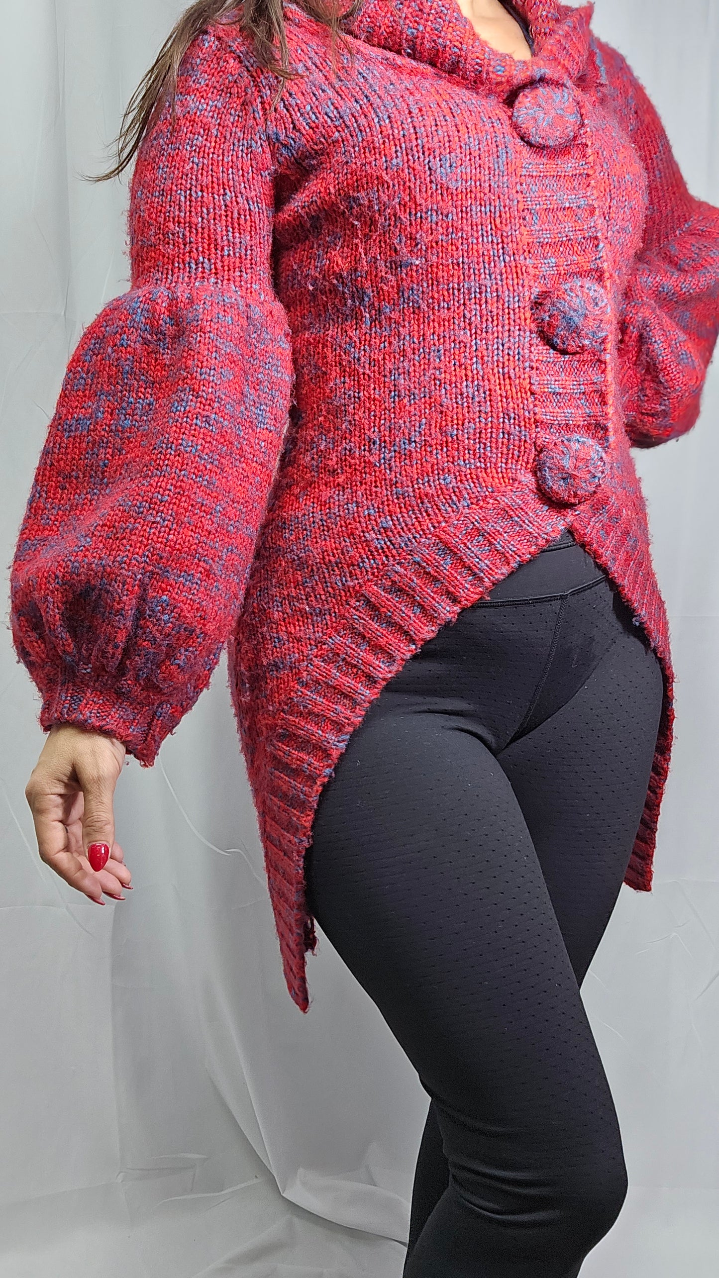 Stunning Red Knit Cardigan - Preloved Cardi Coat