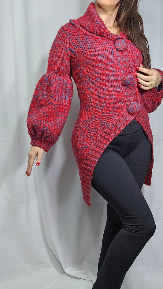 Stunning Red Knit Cardigan - Preloved Cardi Coat