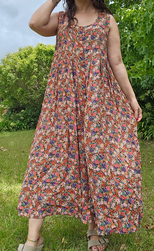 vintage floral button up dress 