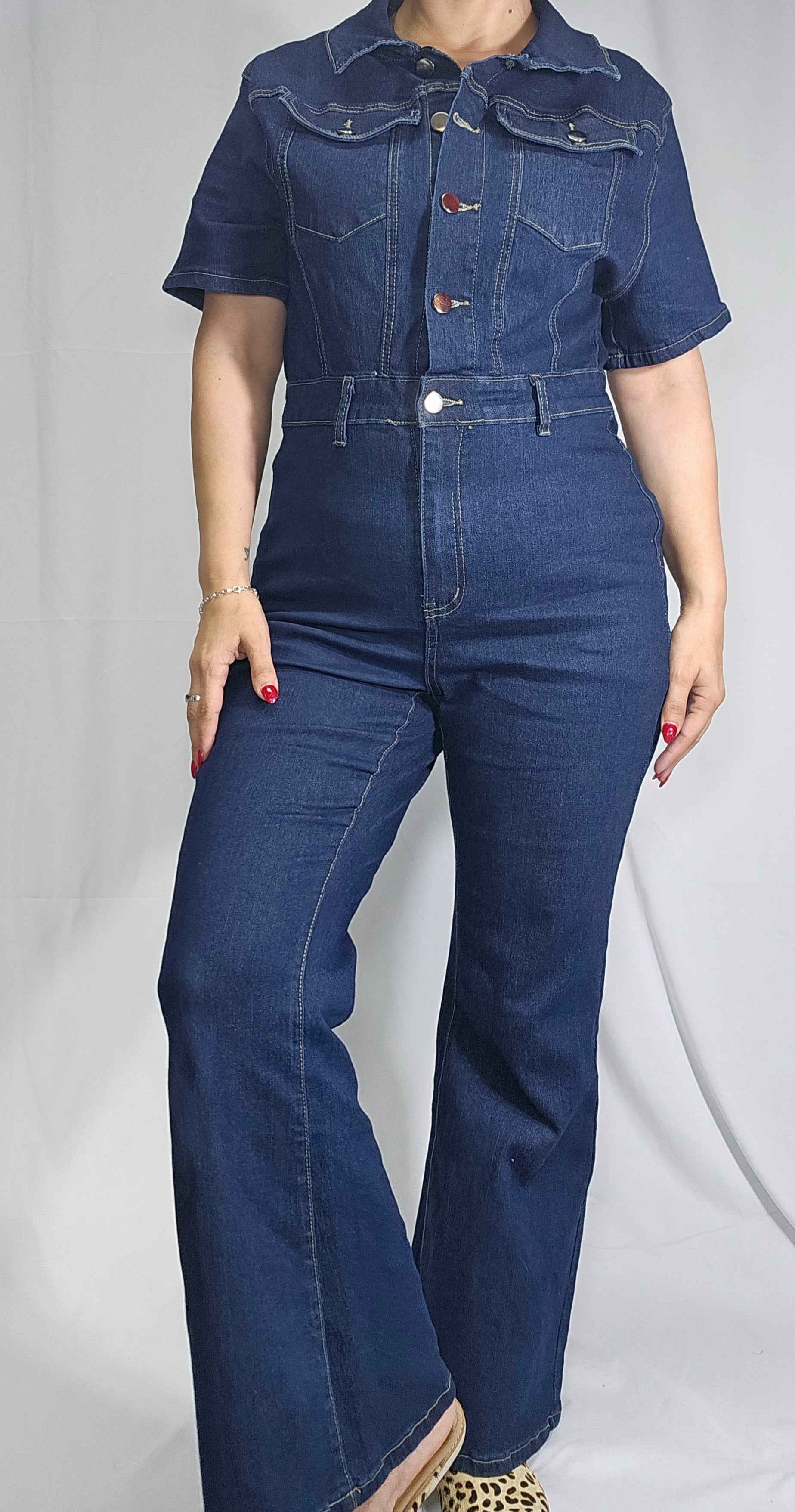 used denim jumpsuit size large 