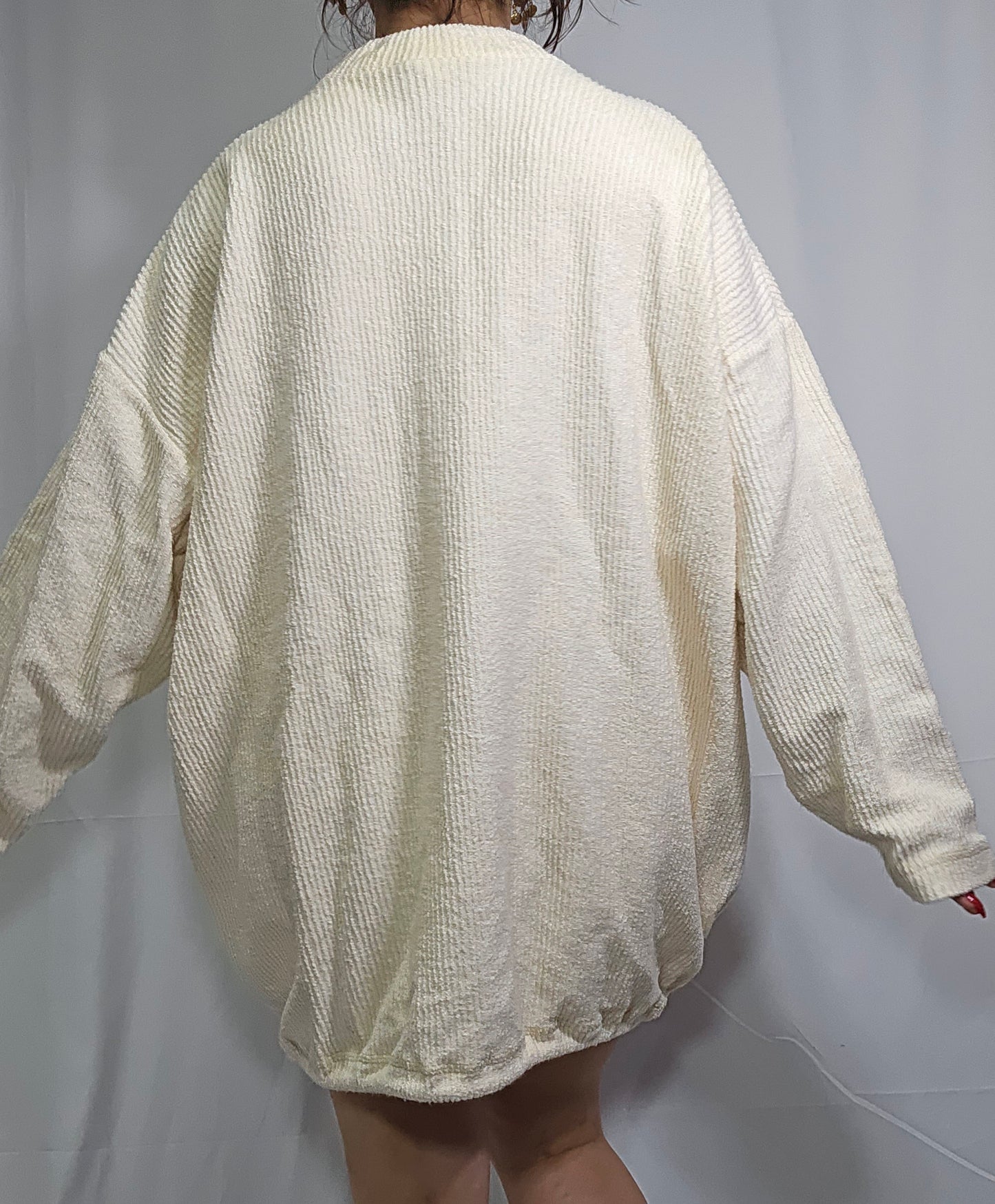 Collared 2 Pocket Cardigan Beige oversized Cardi