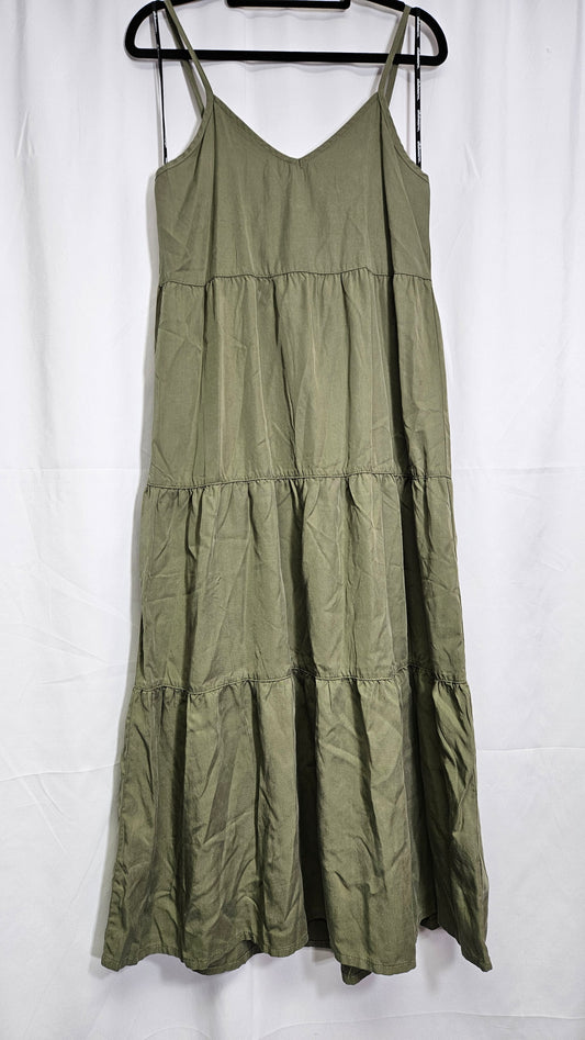 All About Eve Army Green Tencel Dress Cami Midi Dress