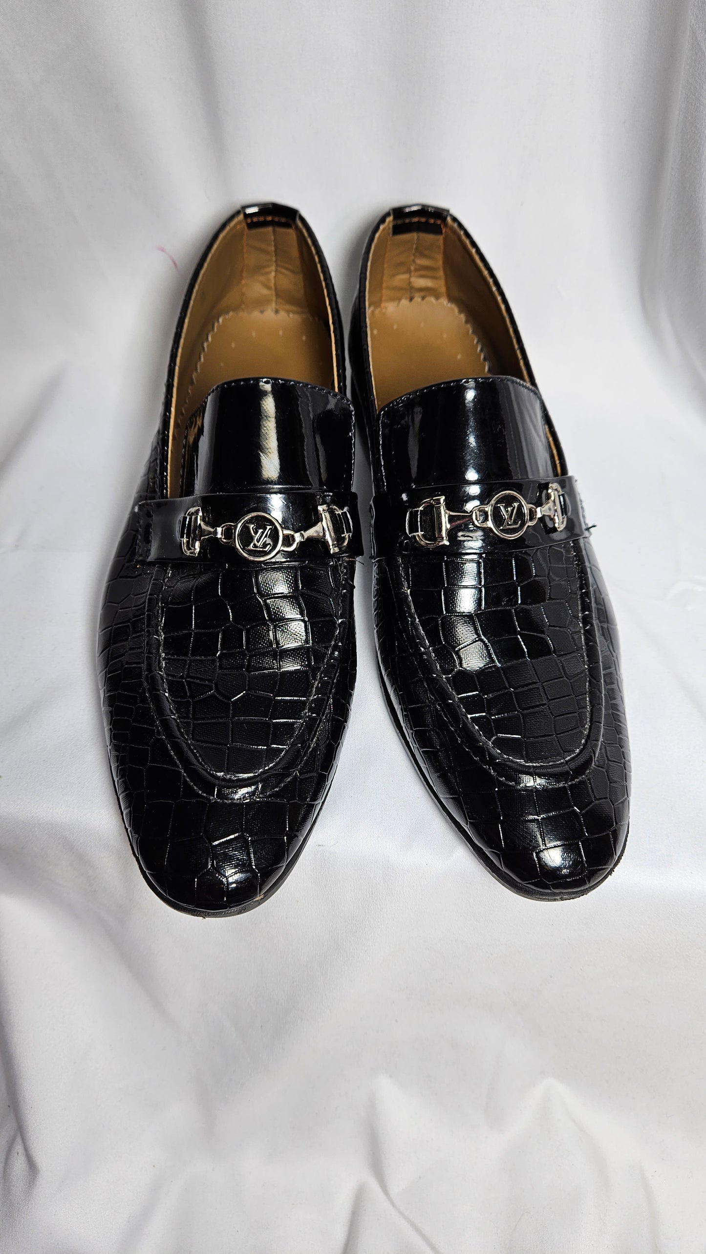 L Vuitton inspired shoes Black LV moccasin.