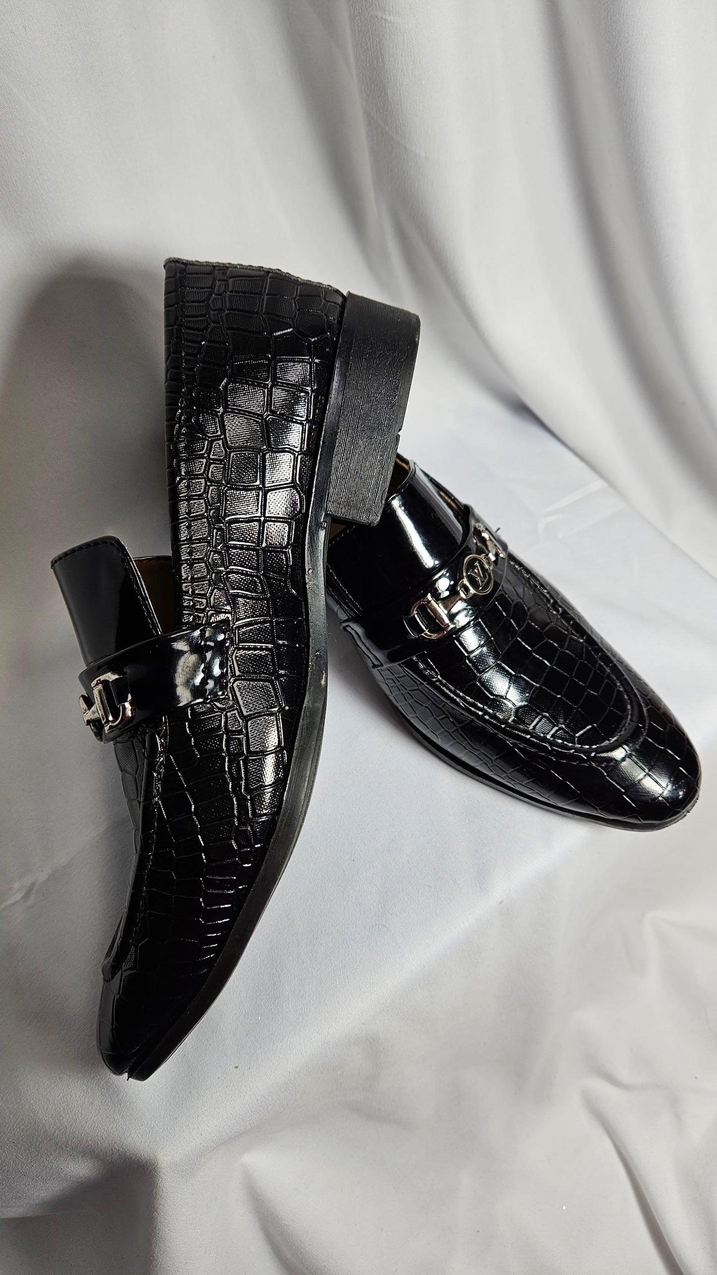 L Vuitton inspired shoes Black LV moccasin.