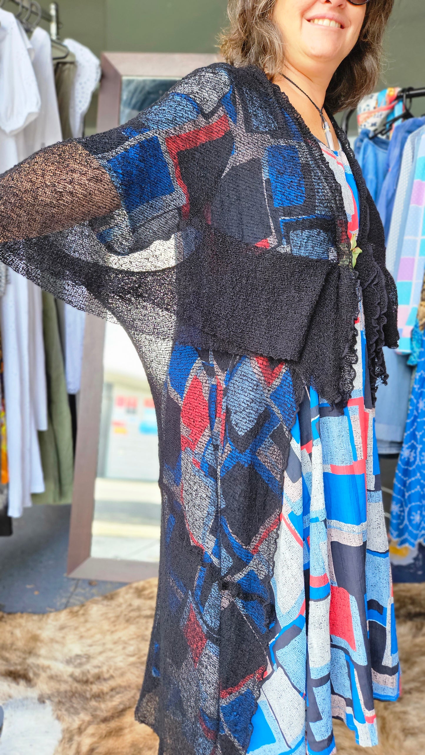 Lovely Lace Sunscreen long coat - curby mesh Cardi - Used lace Cardigan