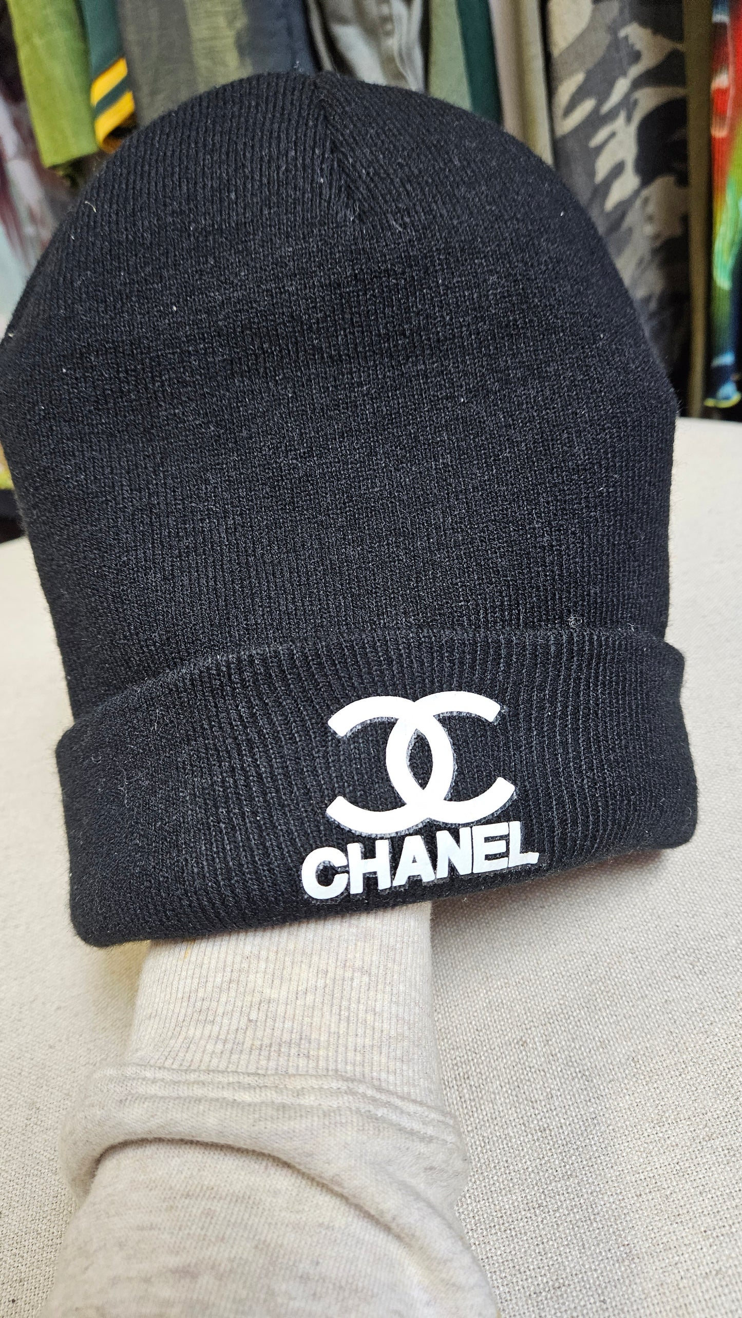 Faux black channel beanie