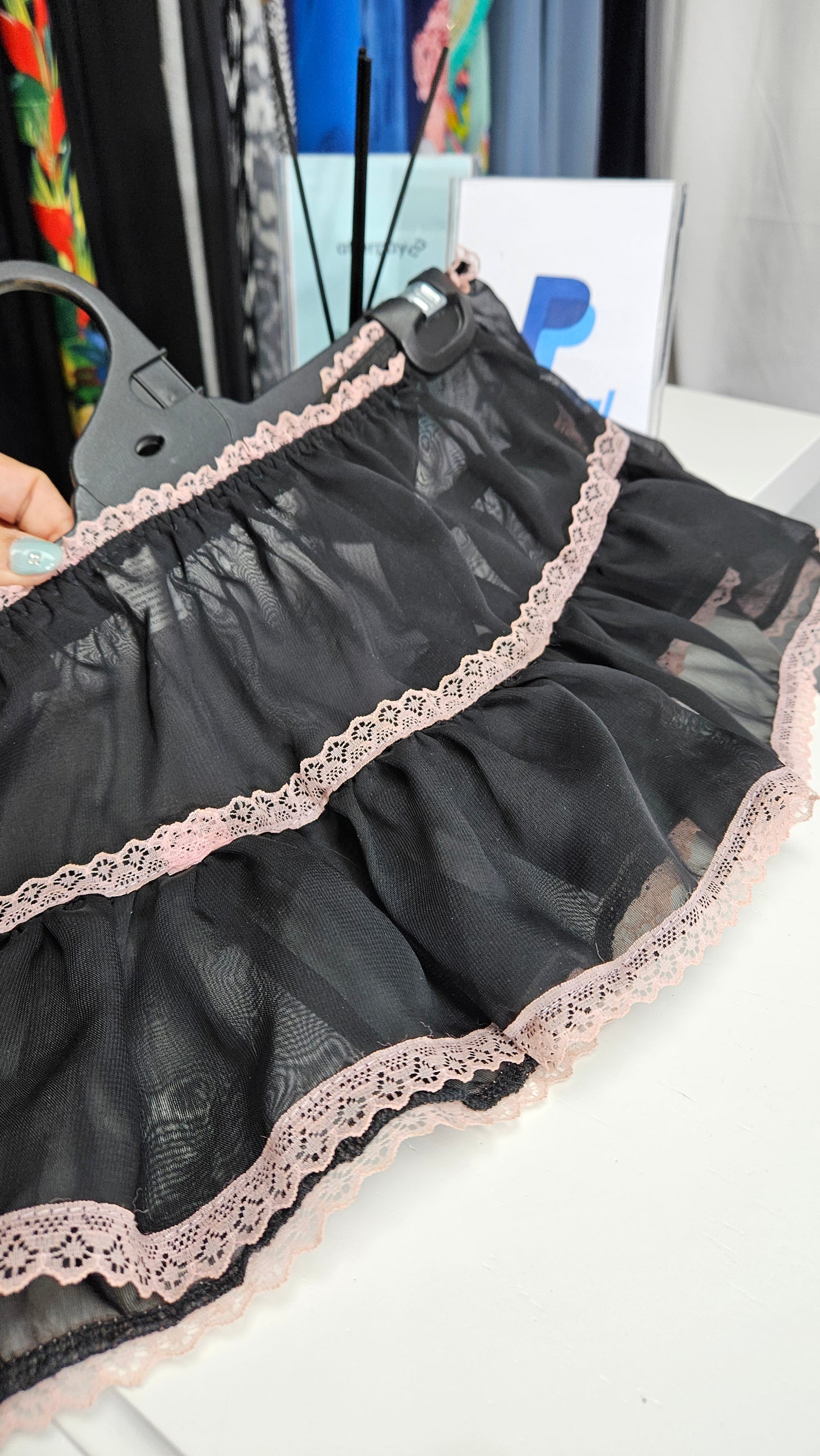 Black & Lingerie Sexy Skirt  with lace Bow Size 14.