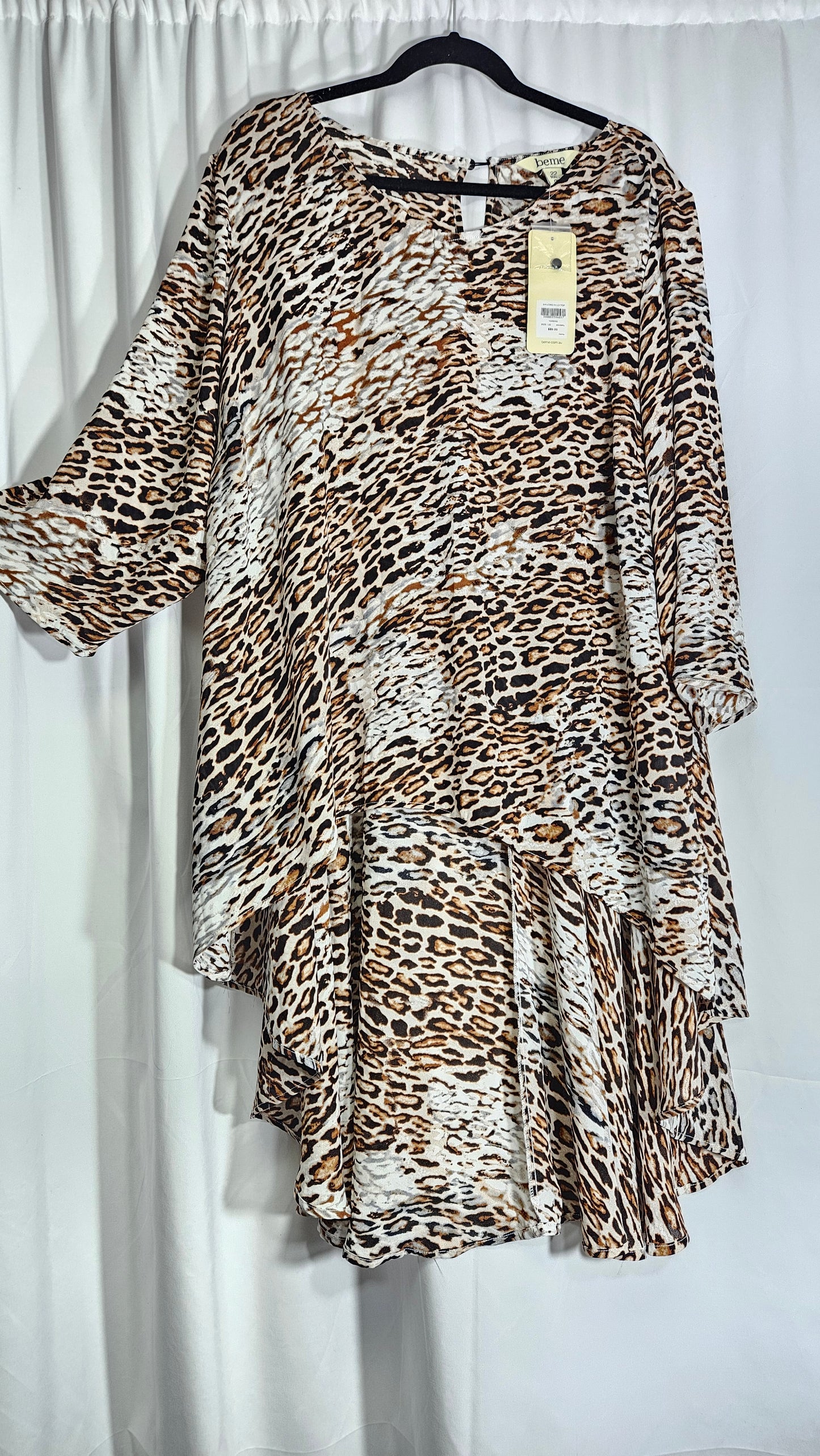 BEME Womens Animal Print Hi Lo Tunic Top Size AU 22