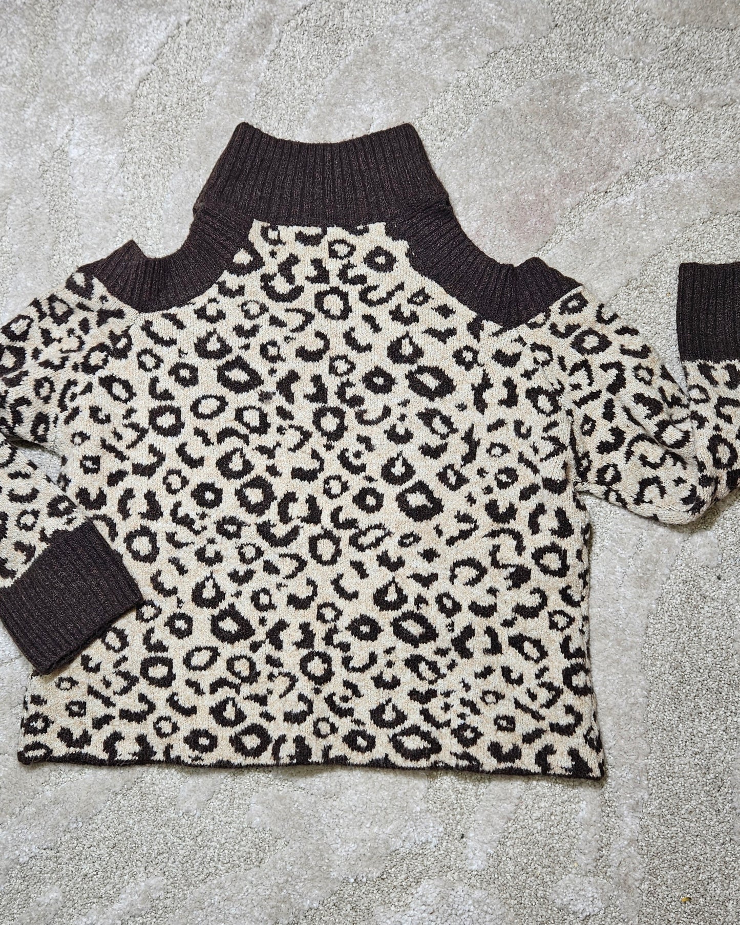 Cold-Shoulder Animal Print Sweater Top