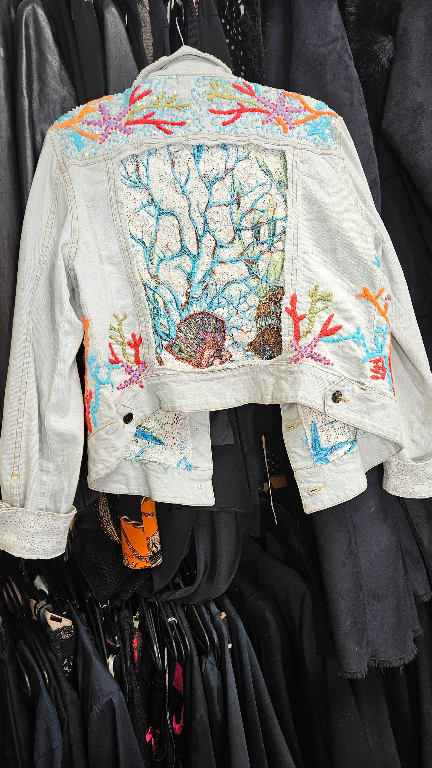 Bohemian vintage Denim jacket with embroidery