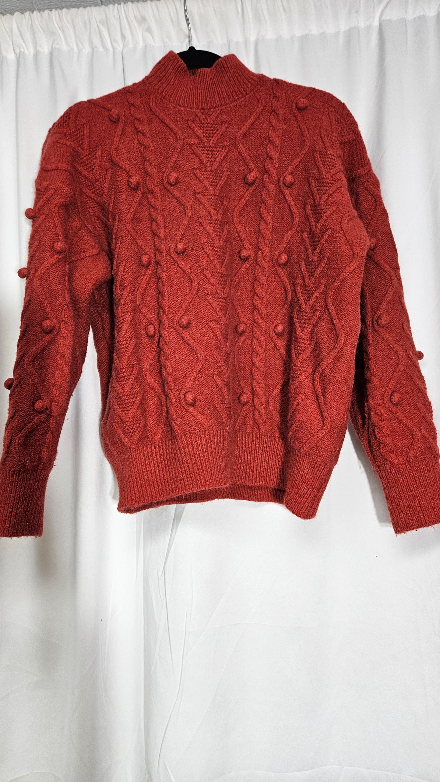 Cozy Vibes: Cable Knit Sweater - Turtle Neck Knit Top