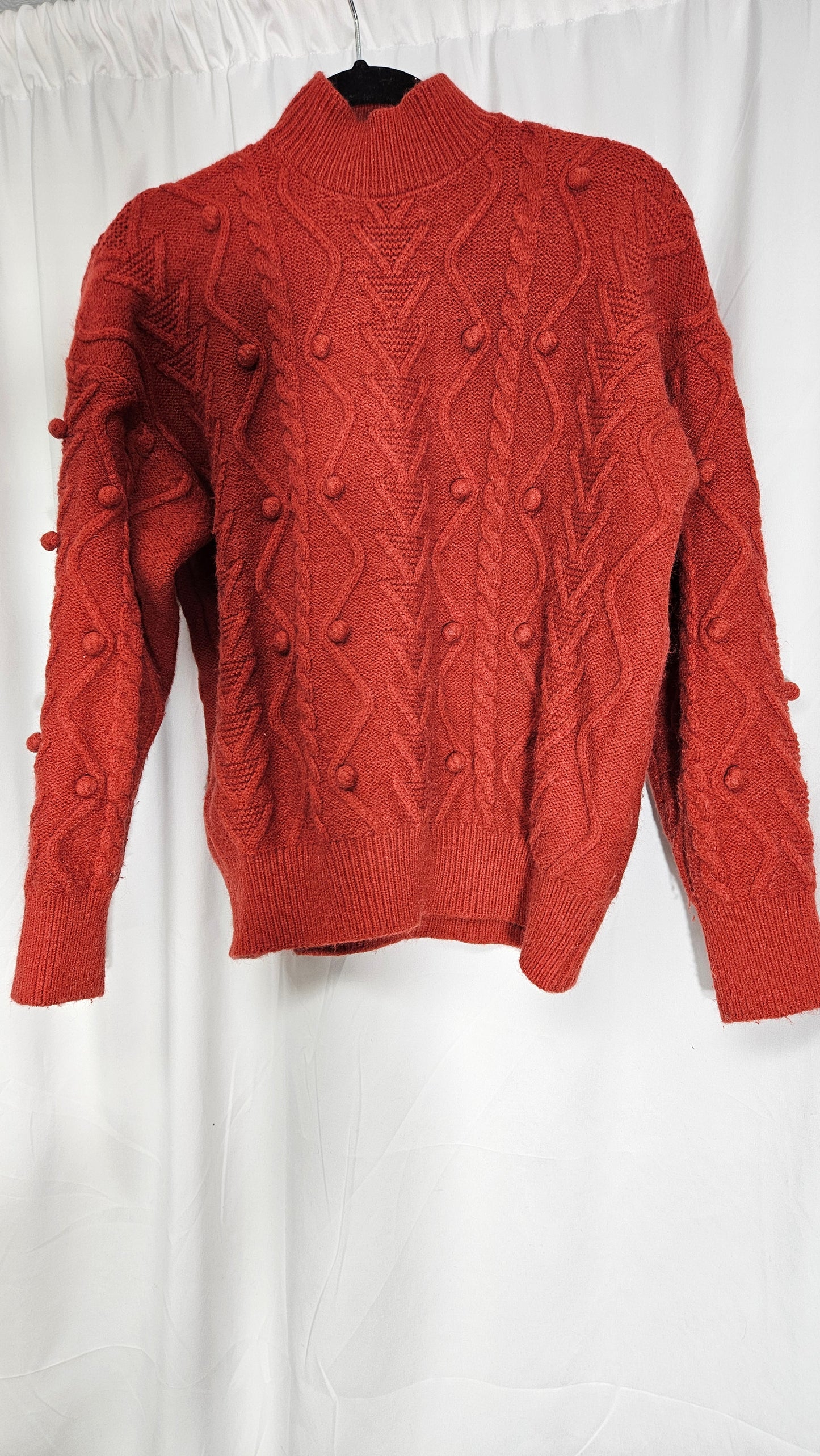 Cozy Vibes: Cable Knit Sweater - Turtle Neck Knit Top