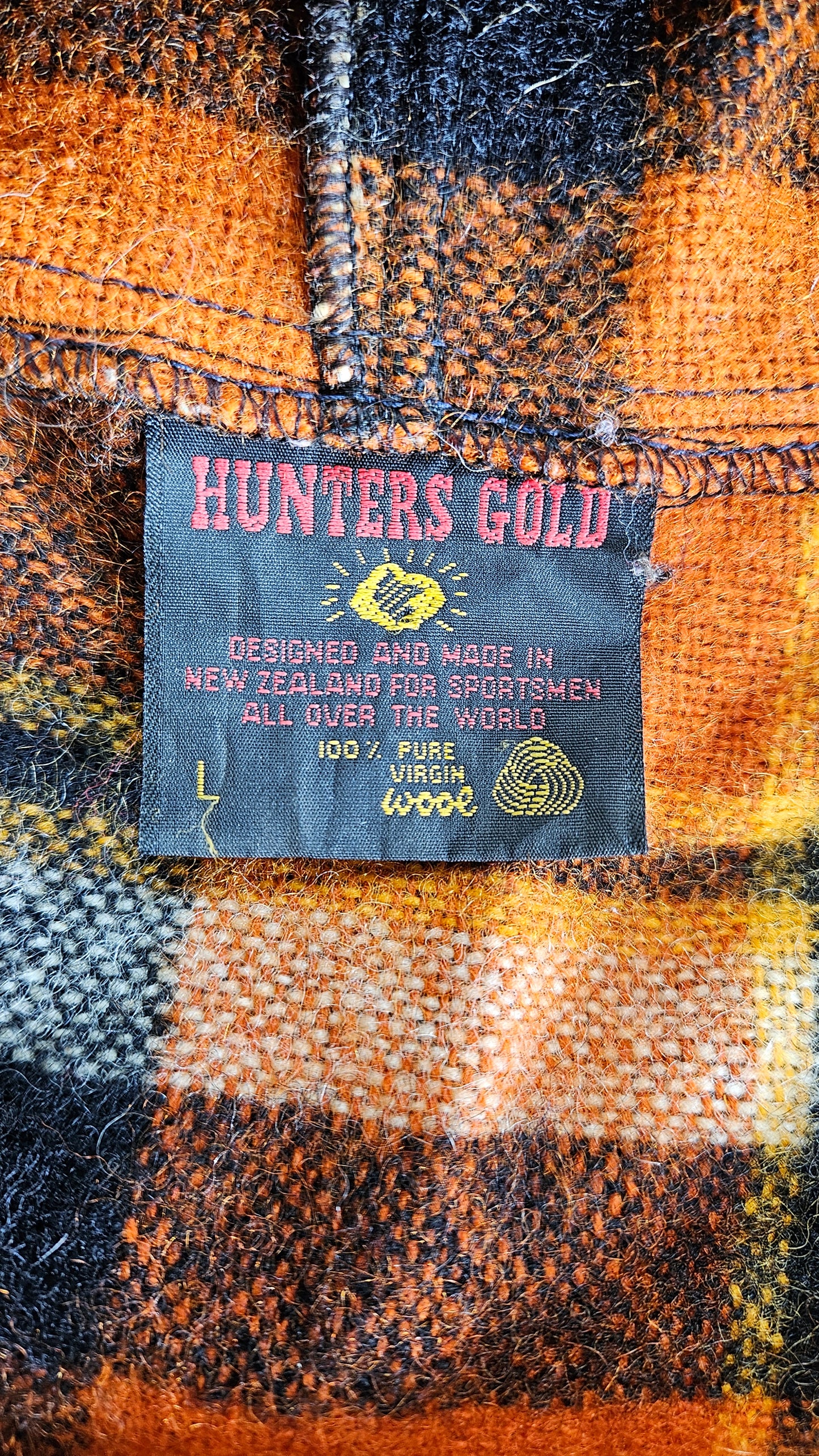 Hunters gold vintage plaid bomber jacket 100 % NZ wool