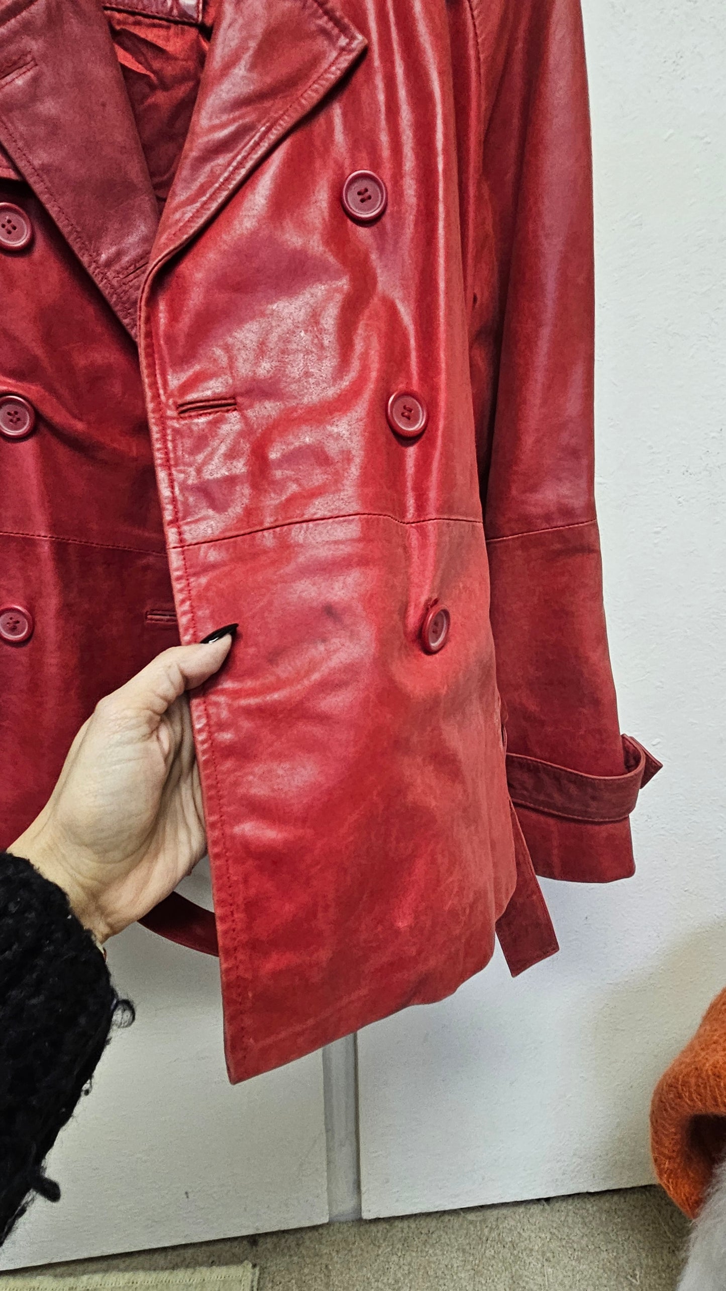 Woolworths Red skin Leather Jacket - Preloved Jacket Size 12