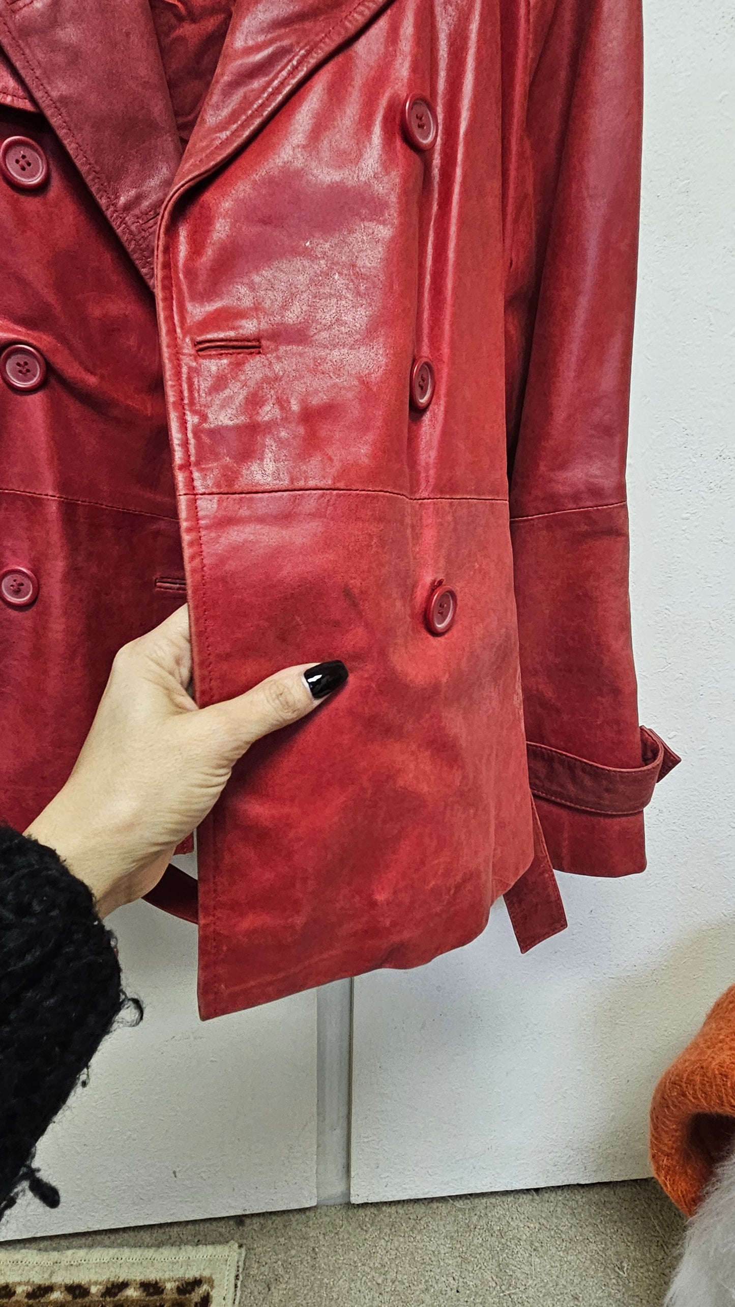 Woolworths Red skin Leather Jacket - Preloved Jacket Size 12