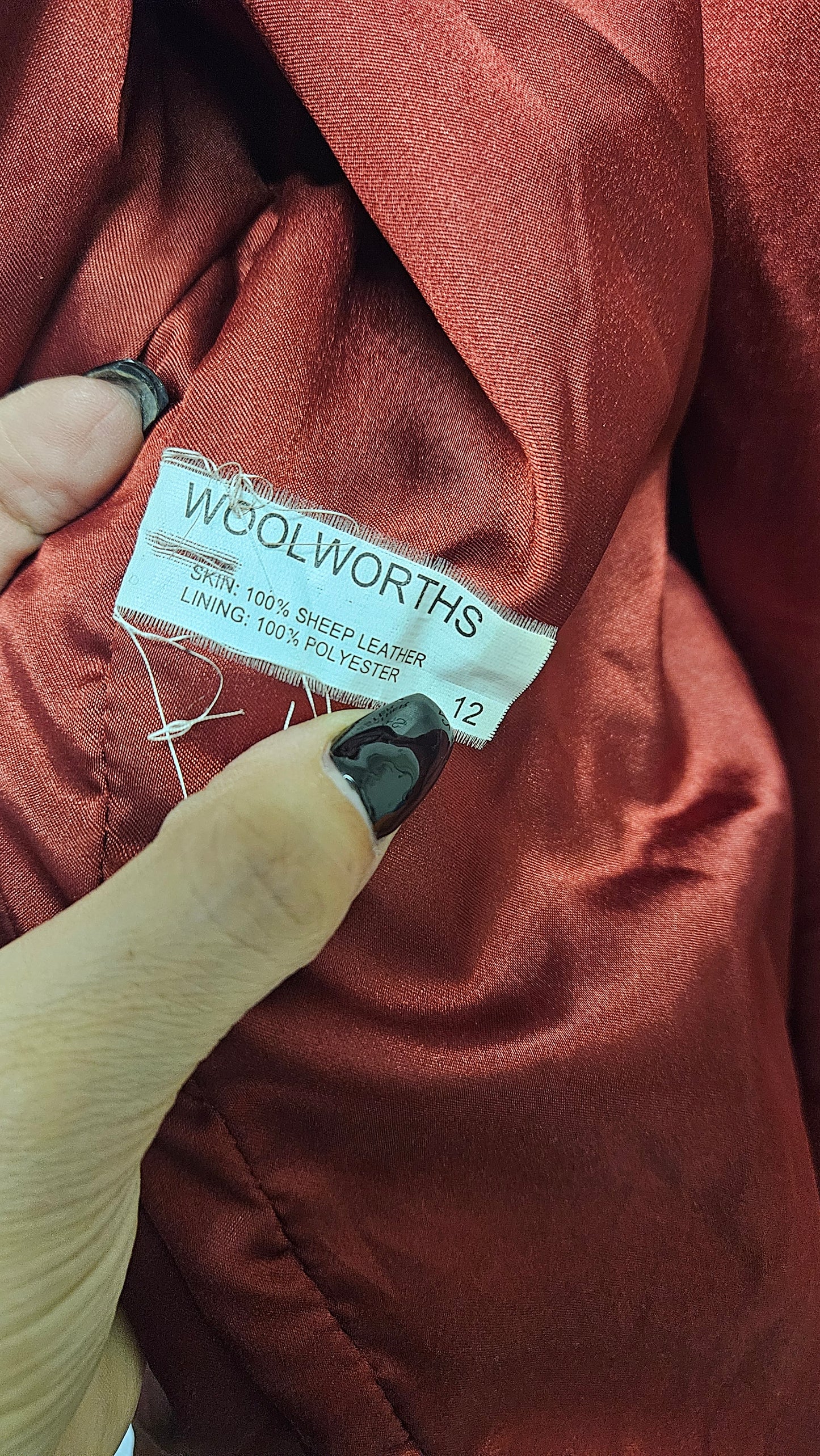 Woolworths Red skin Leather Jacket - Preloved Jacket Size 12