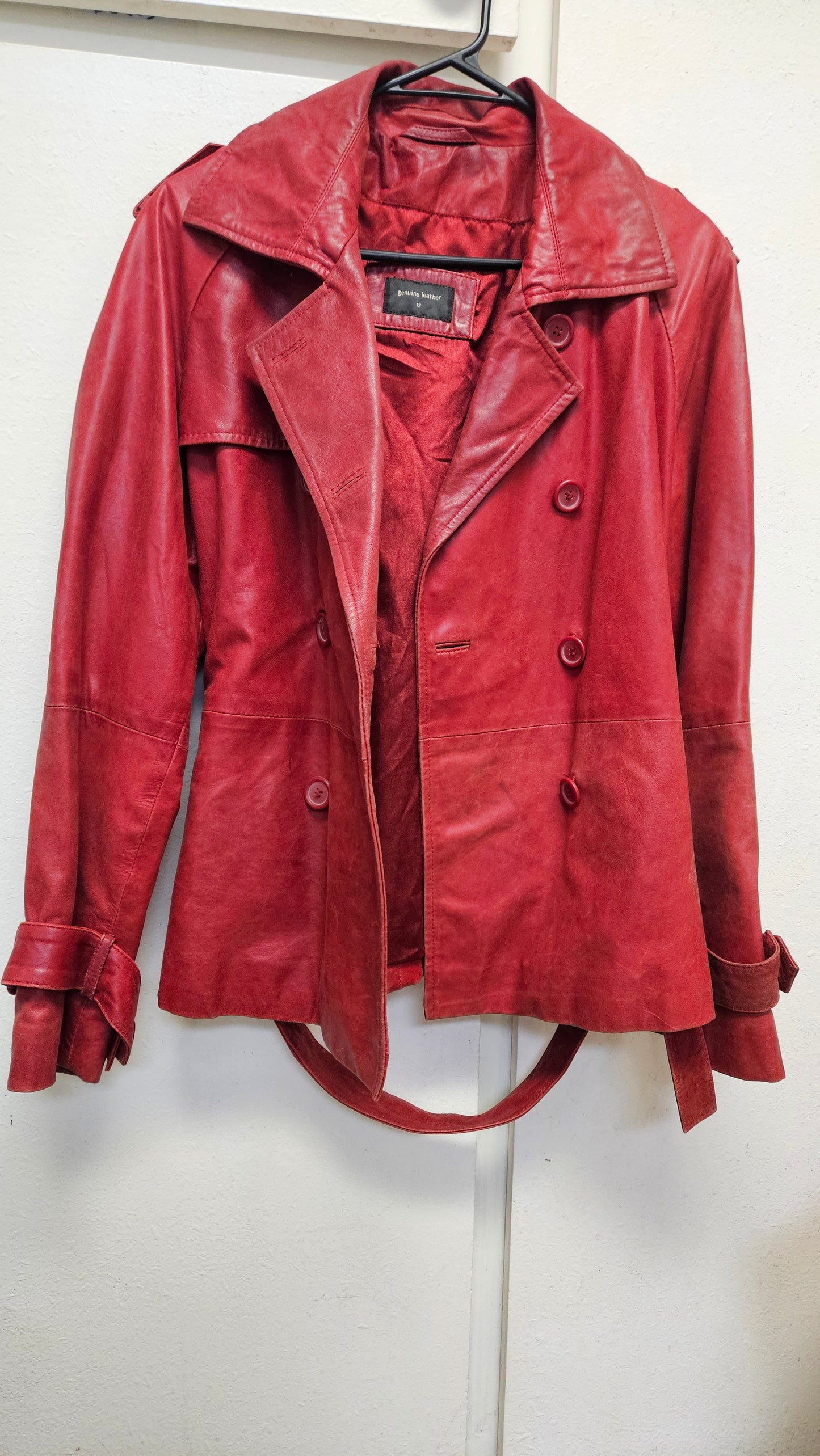 Woolworths Red skin Leather Jacket - Preloved Jacket Size 12