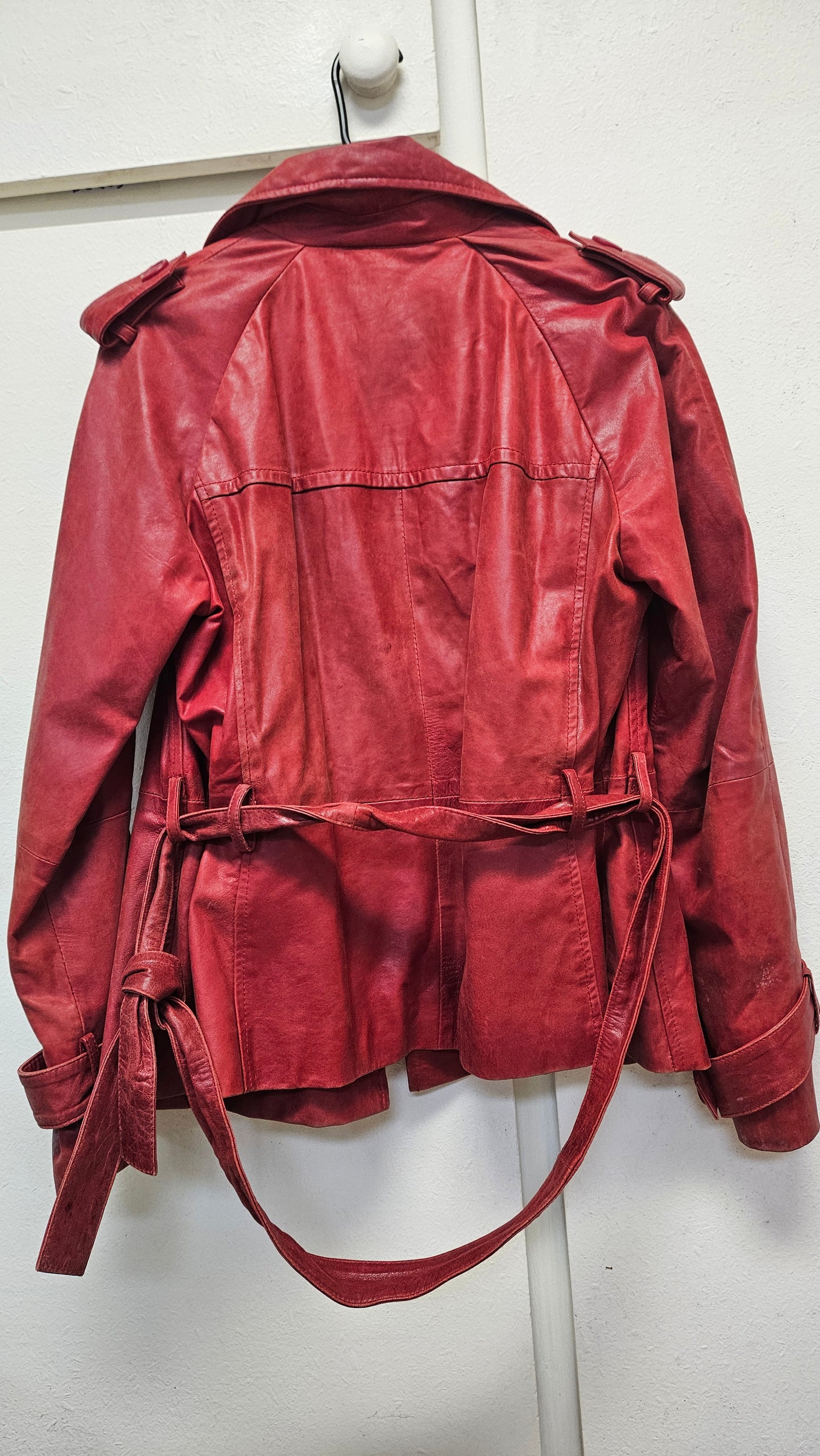 Woolworths Red skin Leather Jacket - Preloved Jacket Size 12