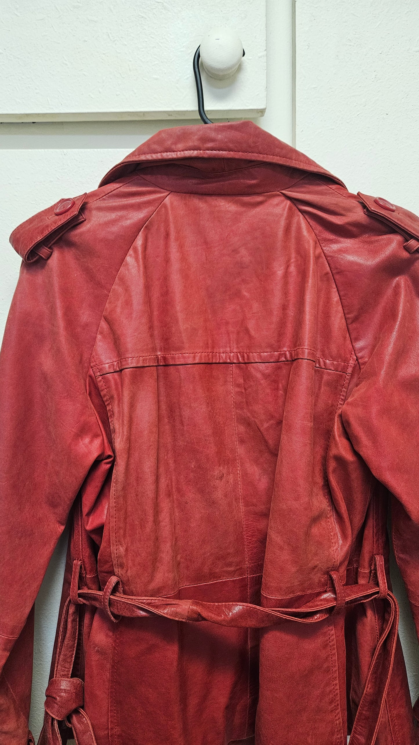 Woolworths Red skin Leather Jacket - Preloved Jacket Size 12