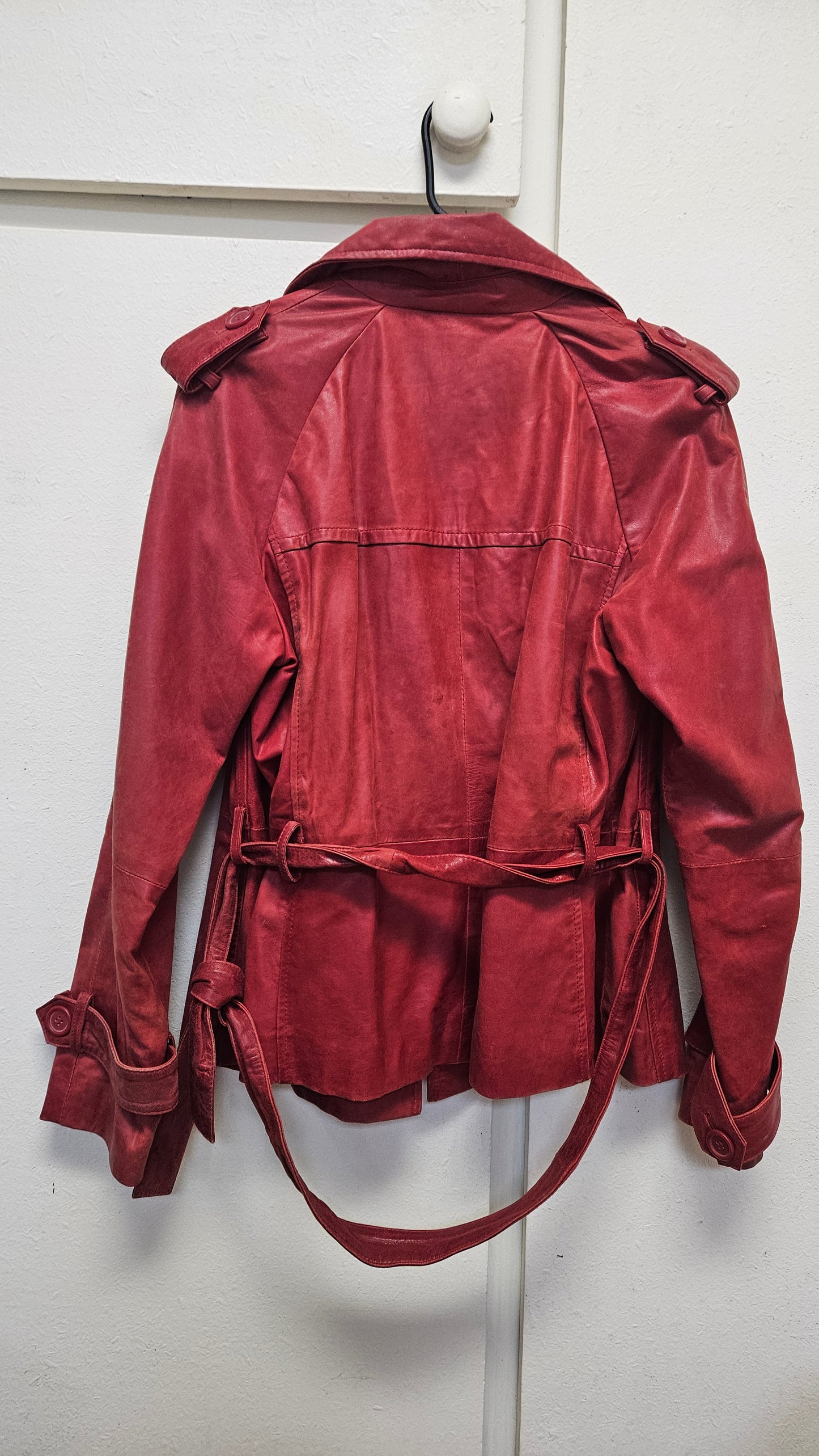 Woolworths Red skin Leather Jacket - Preloved Jacket Size 12