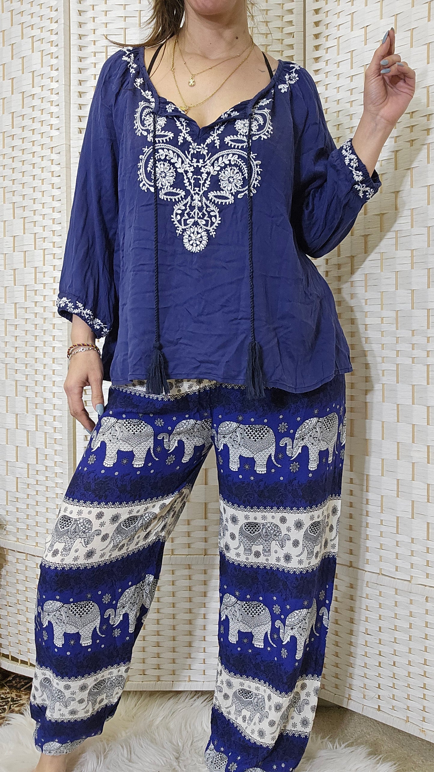 Bohemian set Palazzo Pants and blouse Top Set