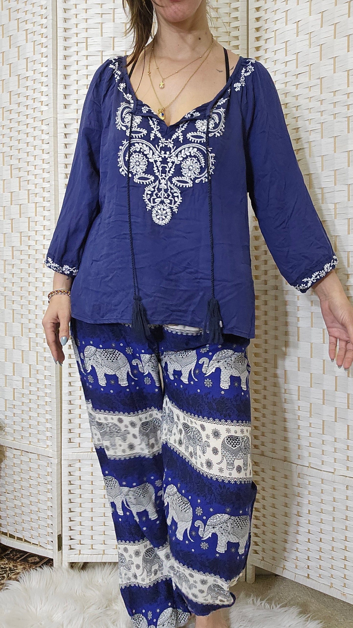 Bohemian set Palazzo Pants and blouse Top Set