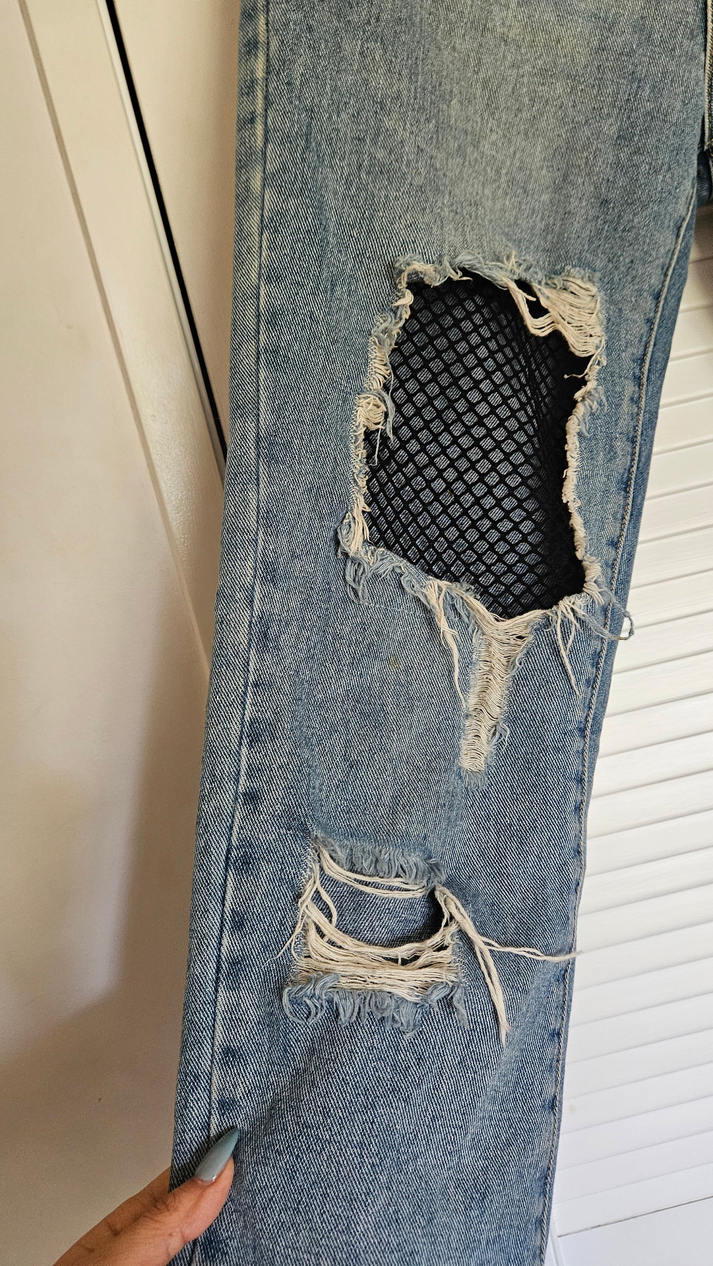 Mom Ripped Denim Pants - Jeans cache C cache brand