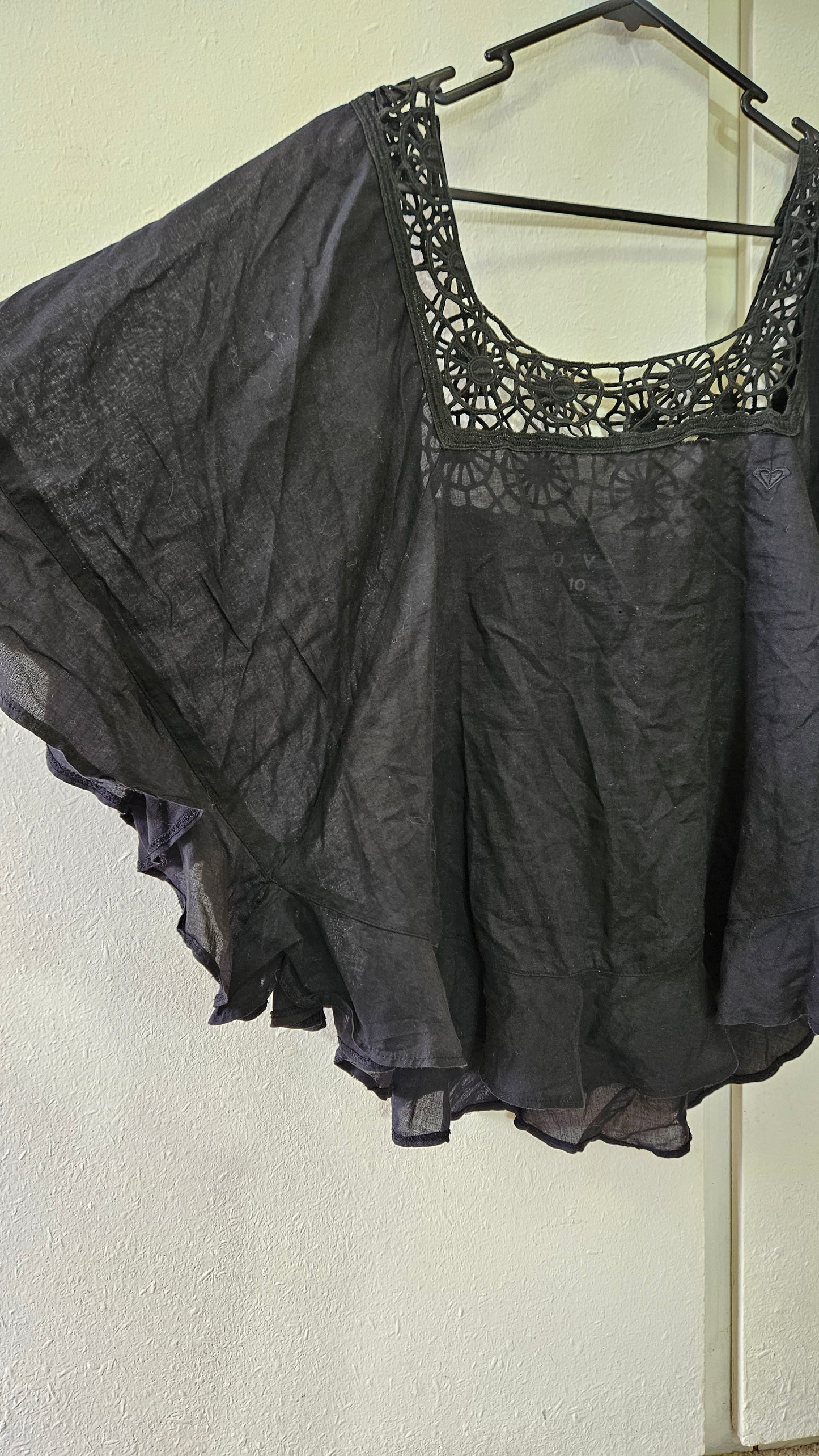 Bohemian black Roxy blouse size 10