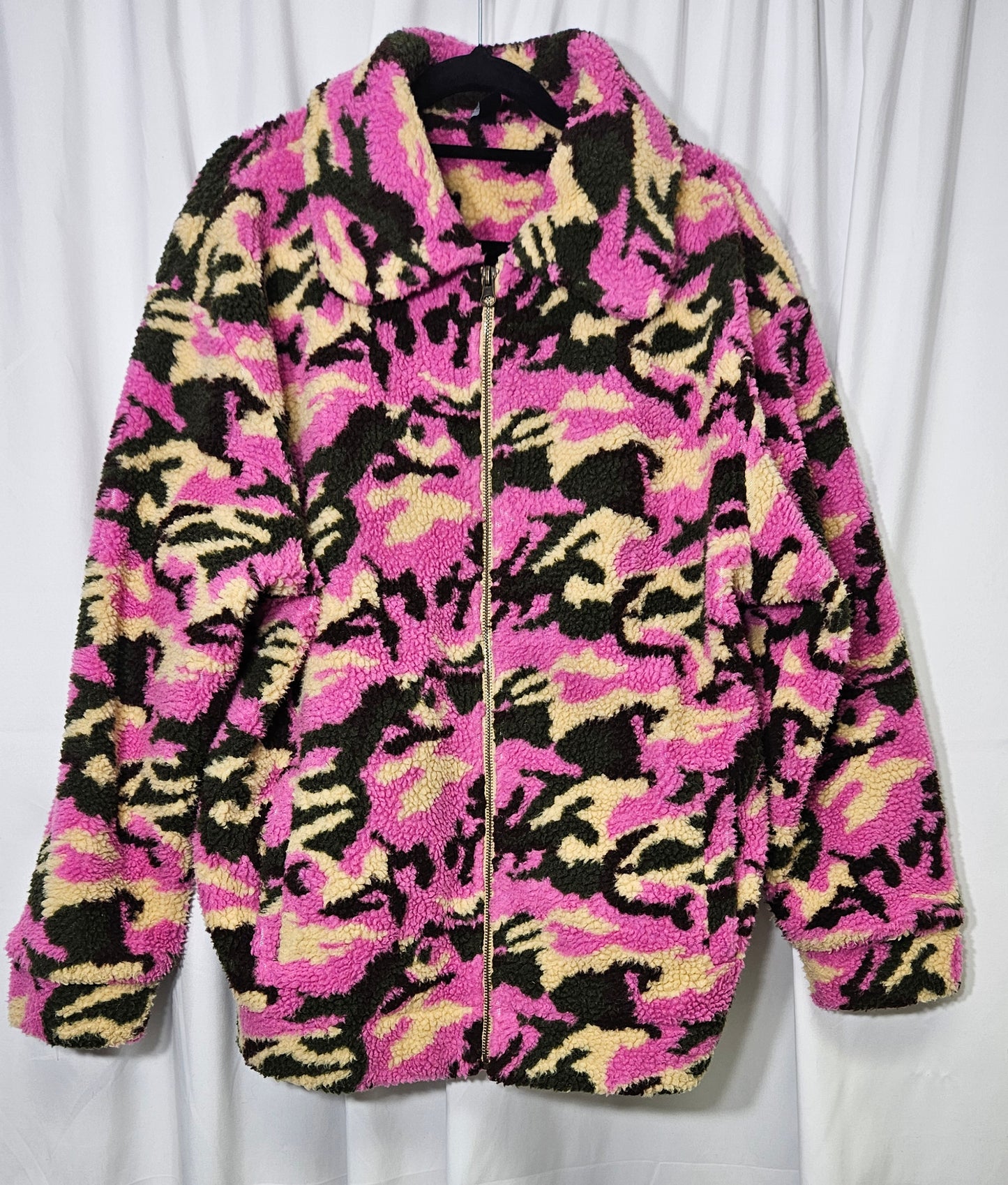 Camo Print Borg Zip jacket