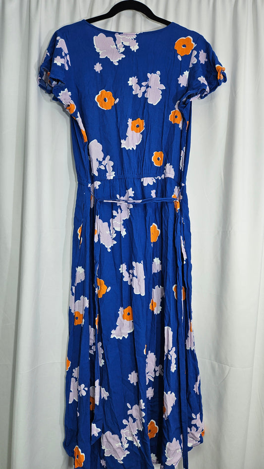 Wrap Dress Elm blue floral faux wrap dress size 10