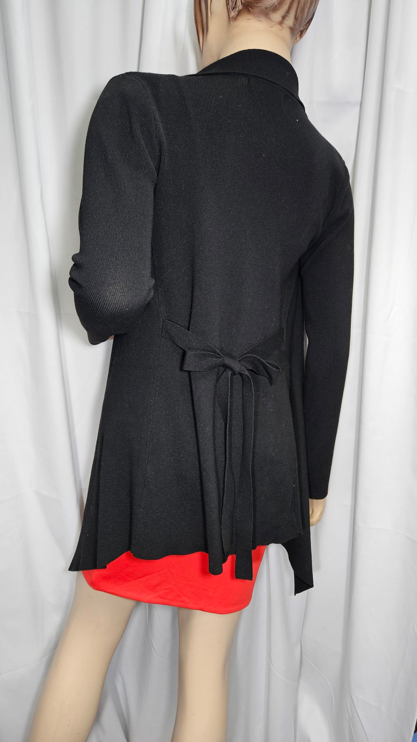 Belted black Coat - Cardi style