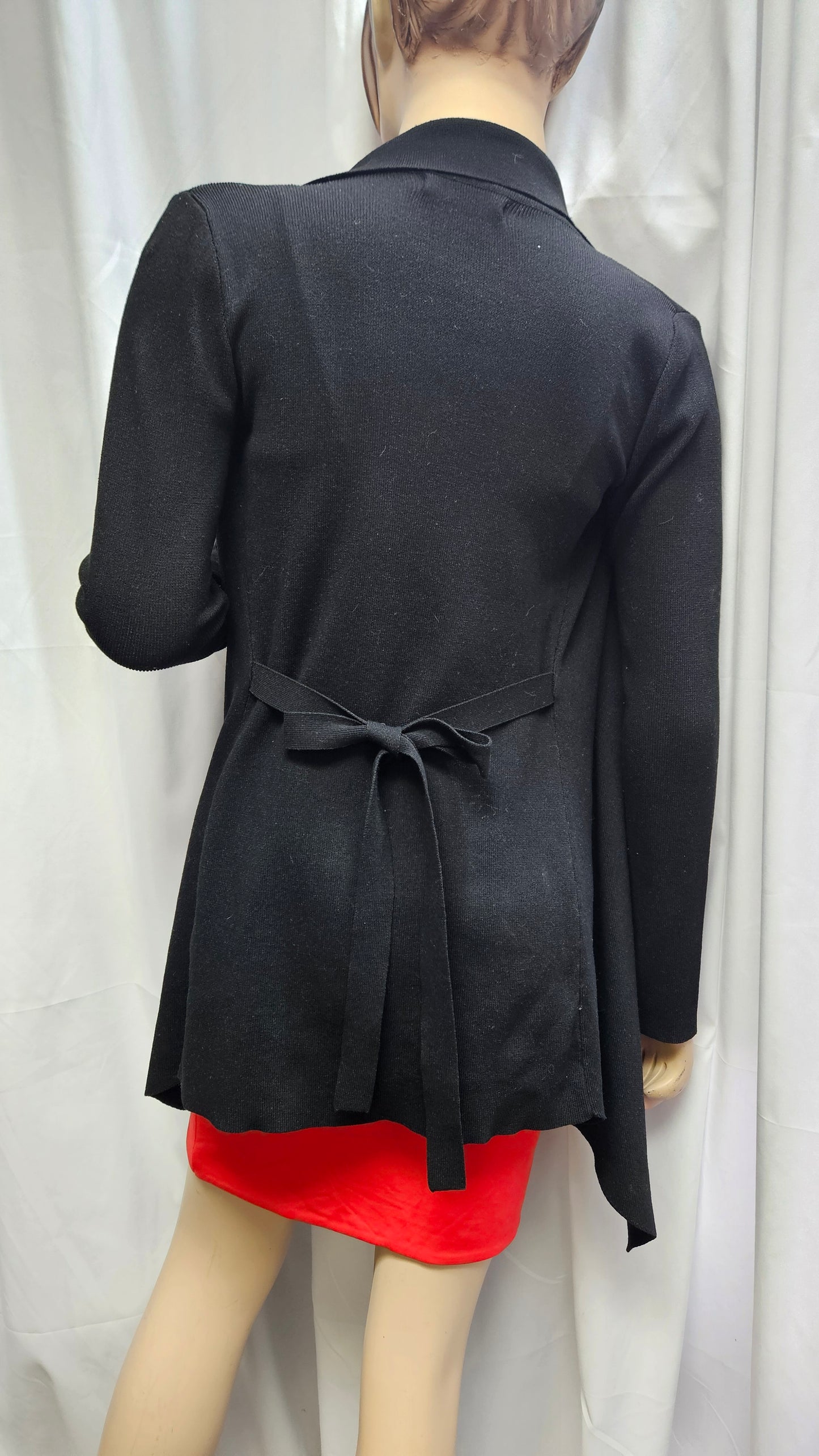 Belted black Coat - Cardi style