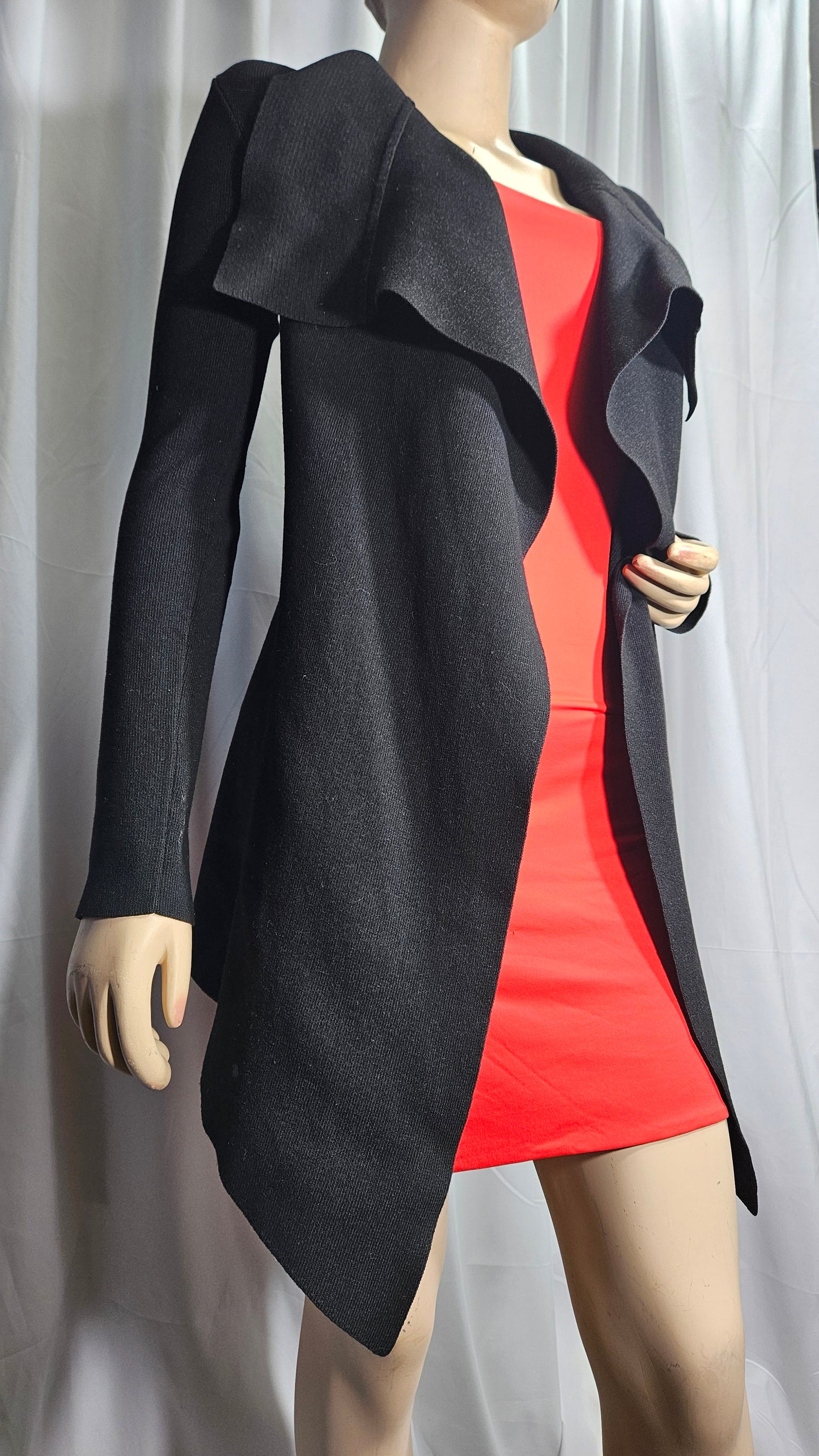 Belted black Coat - Cardi style