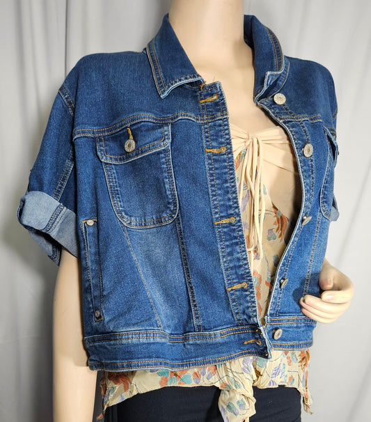 second hand denim jacket short sleeves for sale in Auckland New Zealand