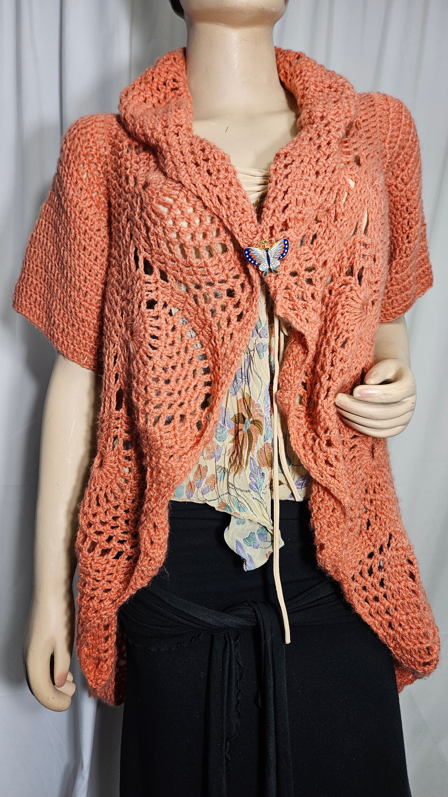 Crochet short sleeve Too - Cardigan bohemian style