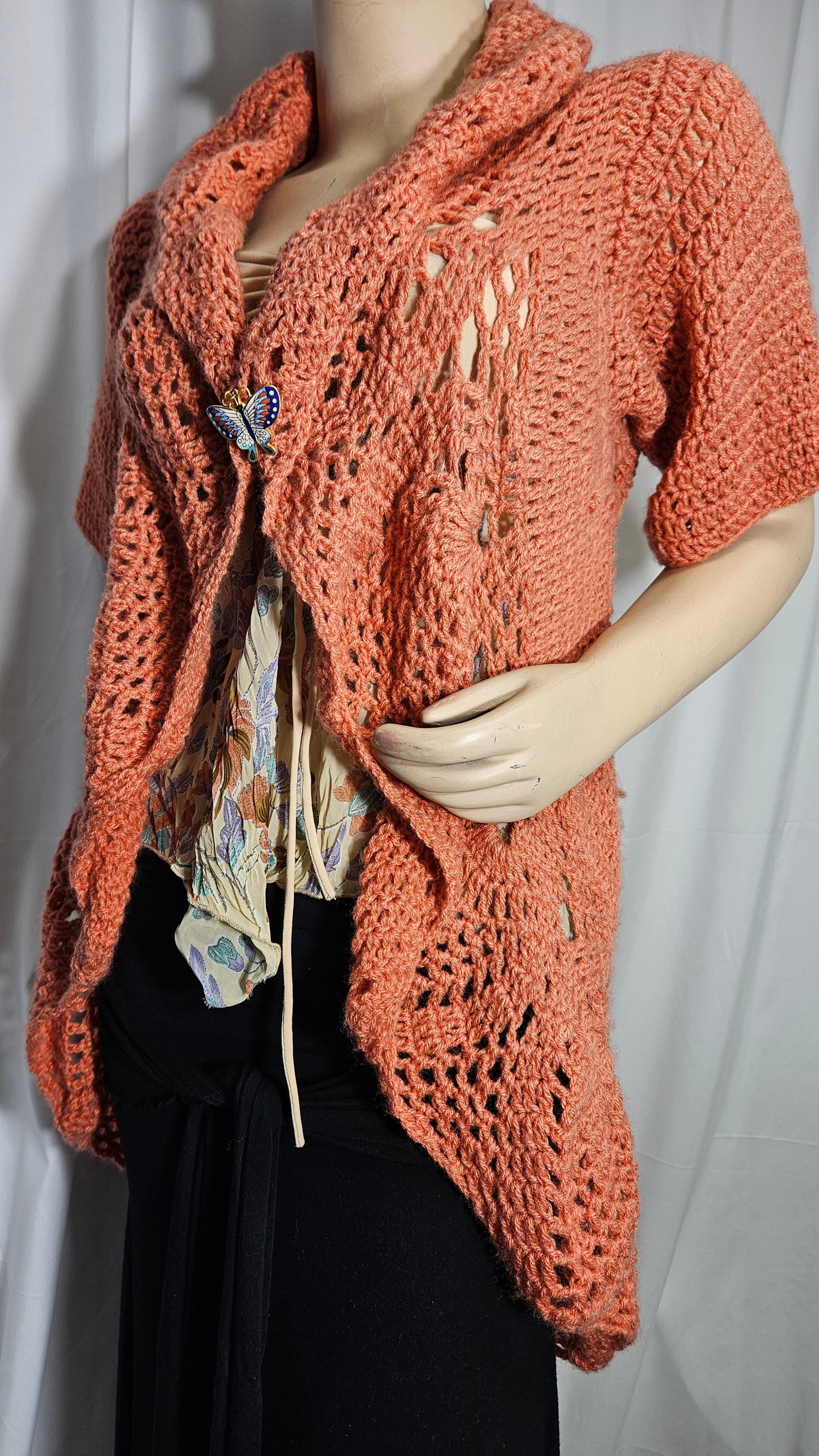 Crochet short sleeve Too - Cardigan bohemian style