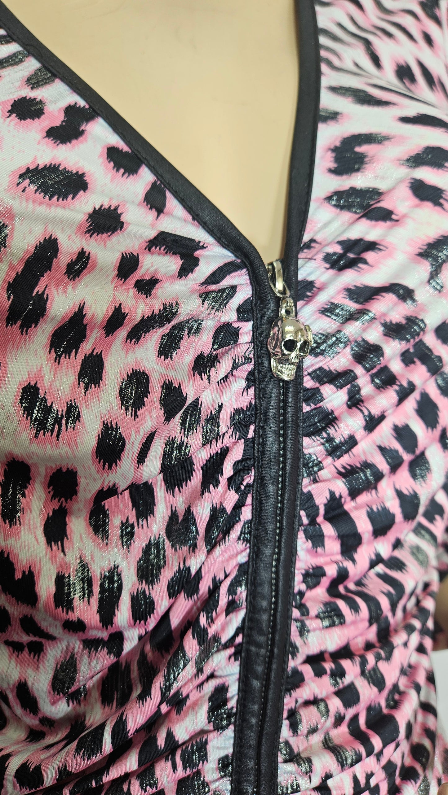 Pink & Black Animal Print mini Dress- Preloved Dress Size L